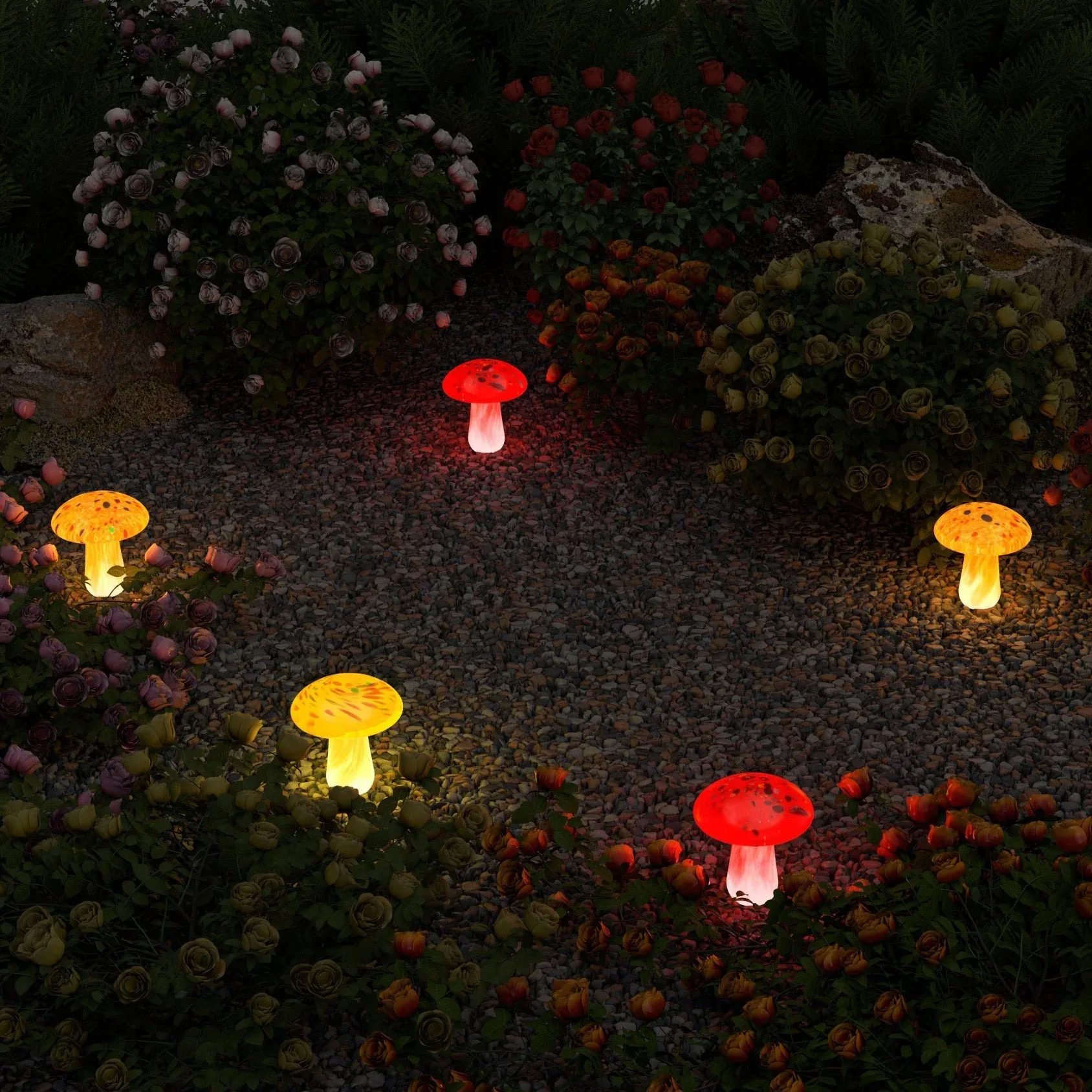 Infinity X1 Glass Solar Mushroom Landscape Lights, 2-pack - Image 9