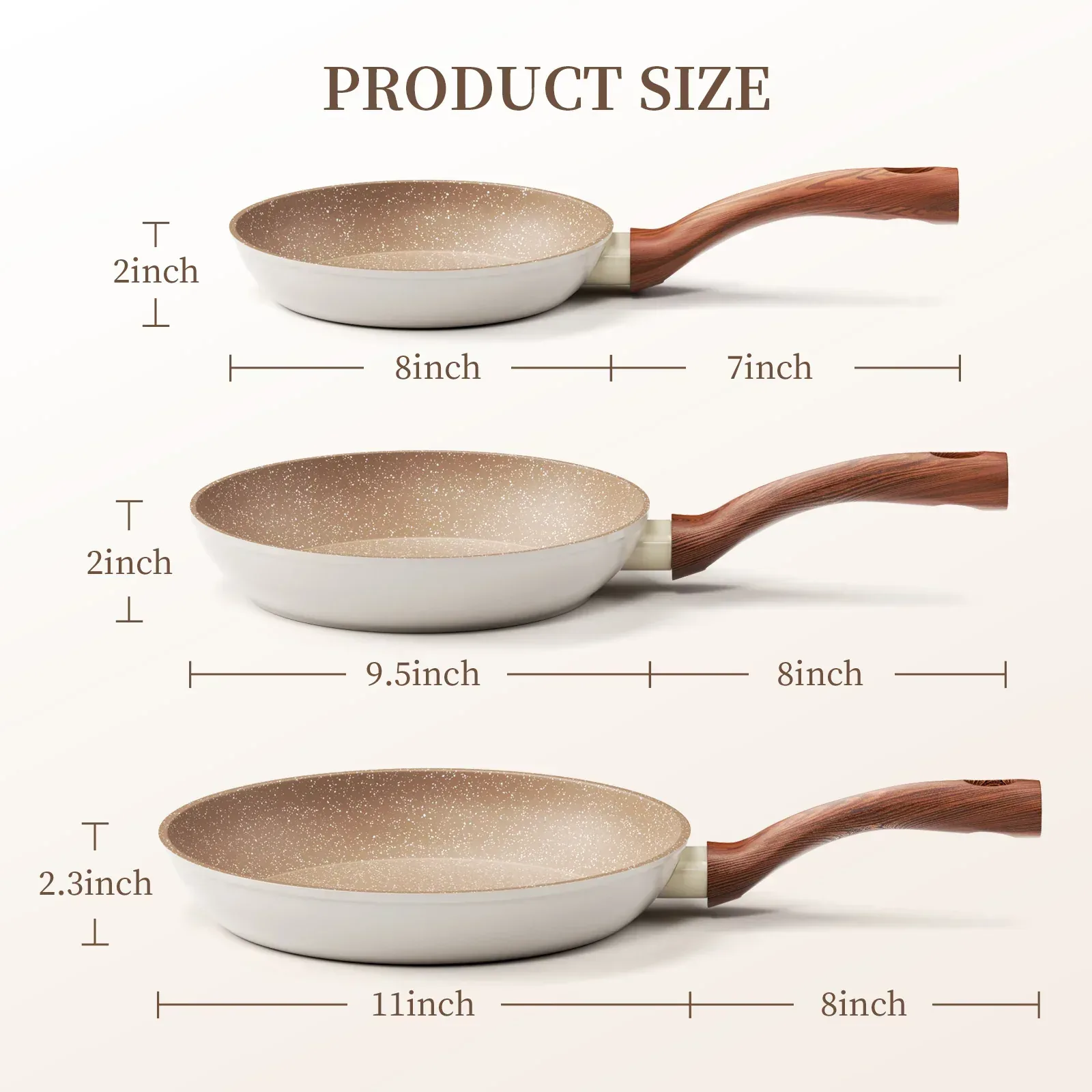 Innerwell 8-Inch Nonstick Granitic Frying Pan with Ergonomic Bakelite Handle - Image 4