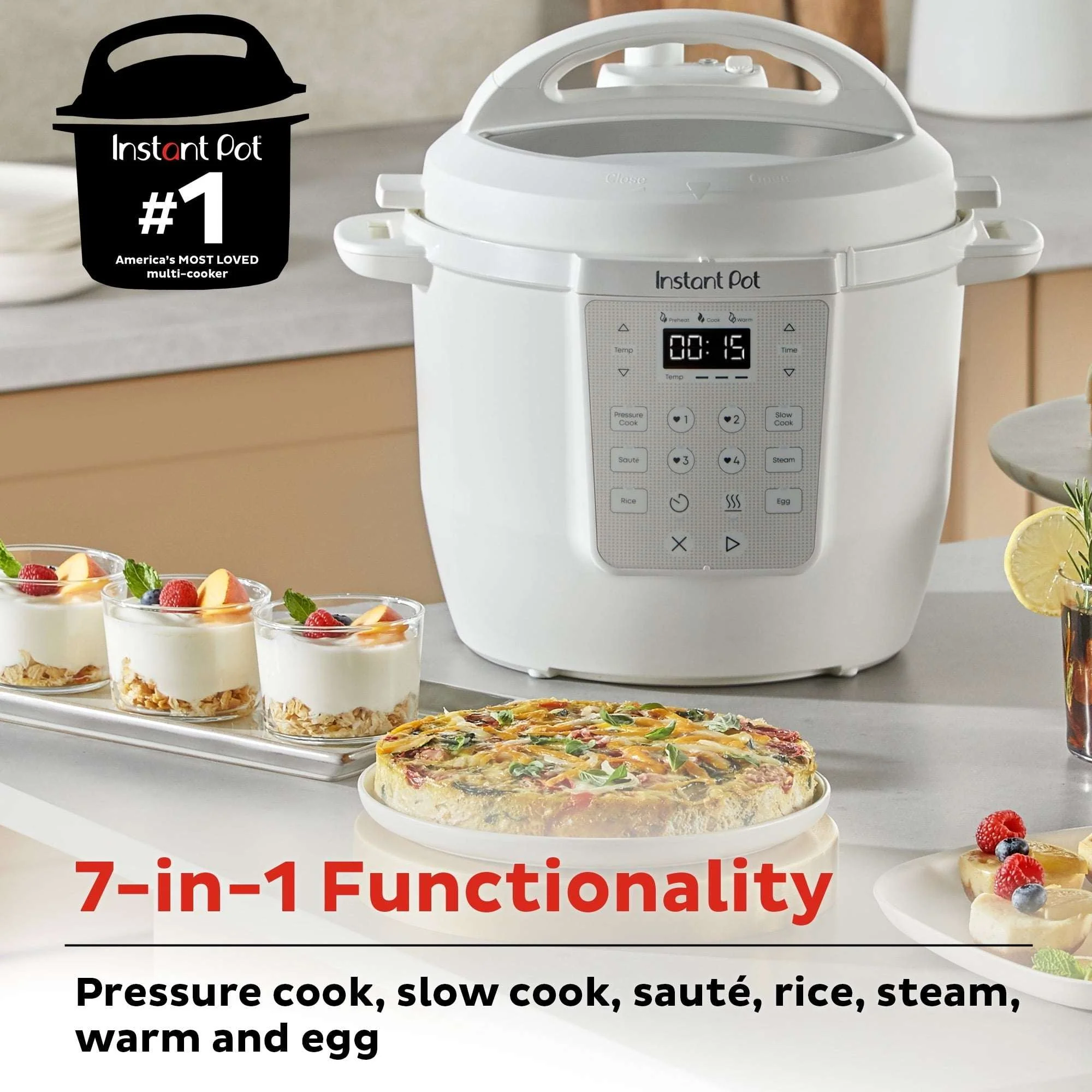 Instant Pot 6Qt RIO Chef Series 7-in-1 Multi-Cooker, Pressure Cooker, Slow Cook, & More, Sea Salt - Image 4