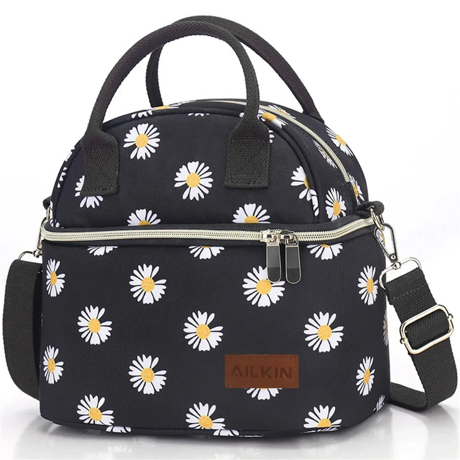 Insulated Lunch Bags for Women Men with Adjustable Shoulder Strap,AILKIN Large Lunch Box Tote Leakproof 8-12Hrs Cooler Reusable Thermal Lunch Bags for Women,Adults,School,Work,Office,Picnic,Daisy