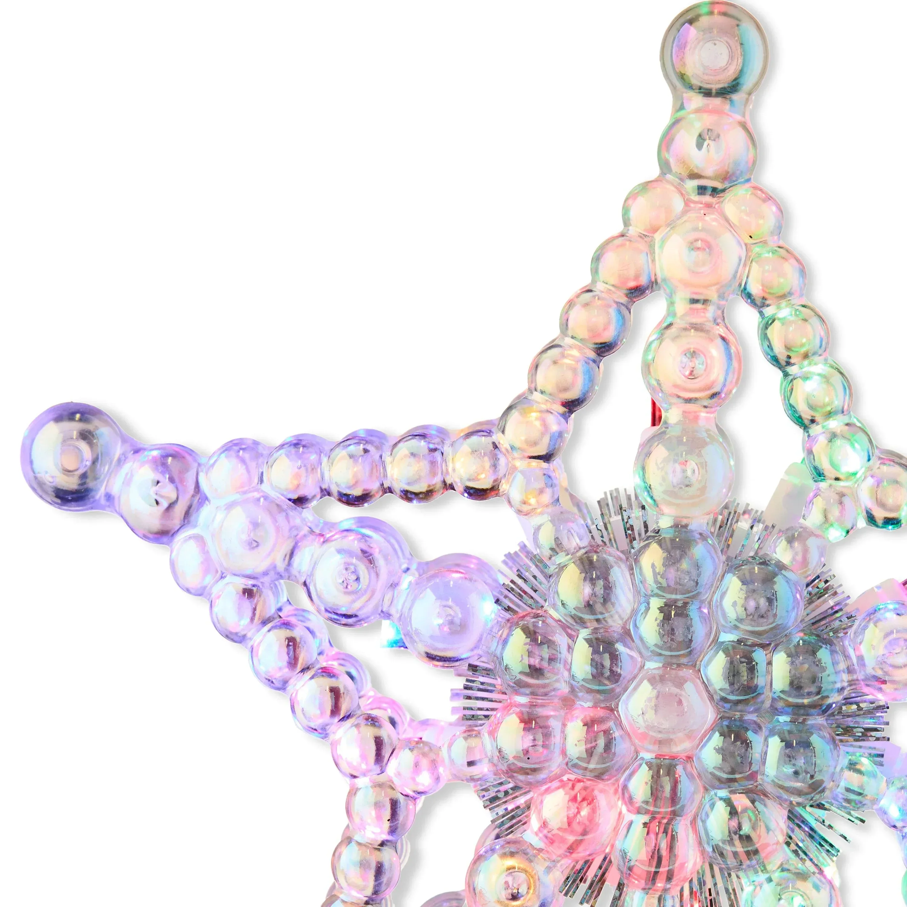 Iridescent Beaded Star LED Christmas Tree Topper, 7.5", by Holiday Time - Image 4