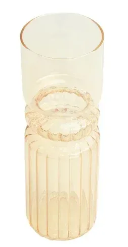Iridescent Yellow Fluted 9.7" Indoor Tabletop Glass Vase - Image 2