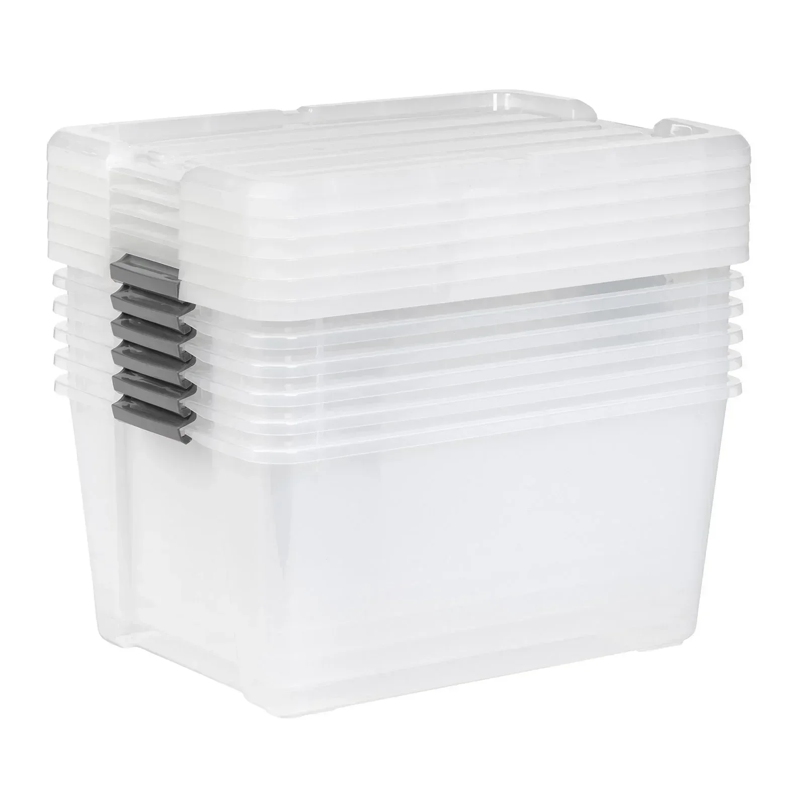 IRIS 45QT Clear Storage Bin with Buckles, 6-pack - Image 3