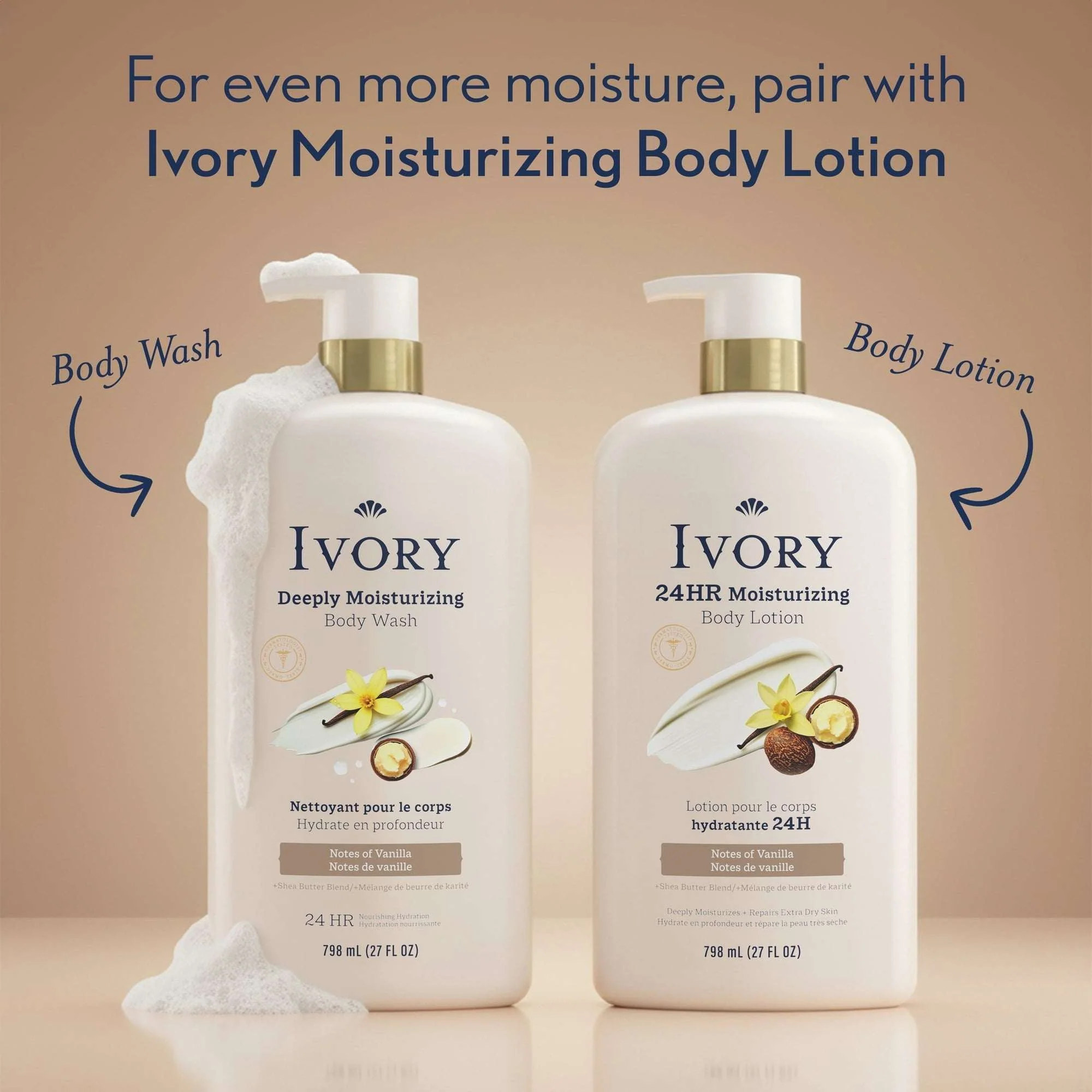 Ivory Deeply Moisturizing Body Wash, Notes of Vanilla Scent, 798 ml - Image 10