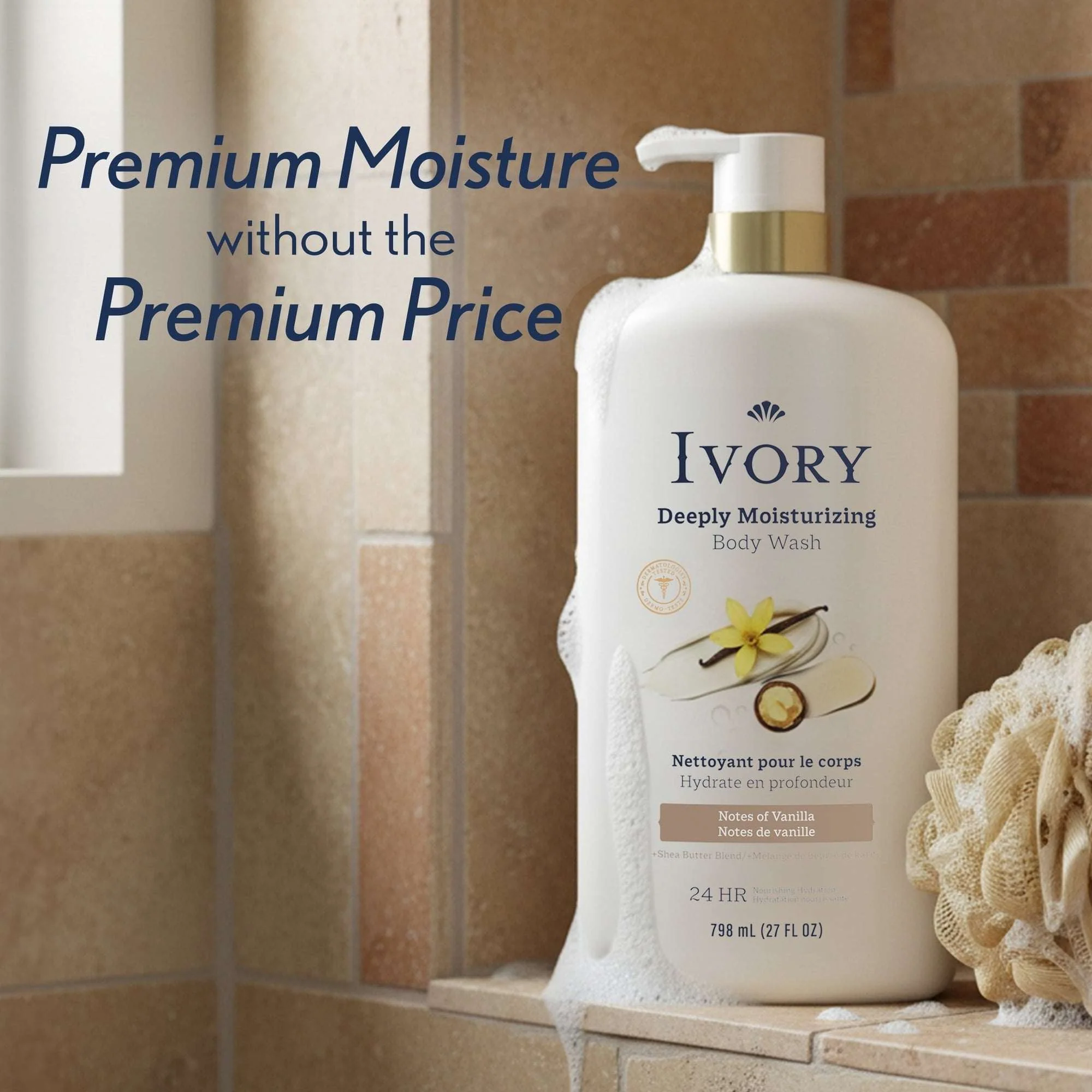 Ivory Deeply Moisturizing Body Wash, Notes of Vanilla Scent, 798 ml - Image 8