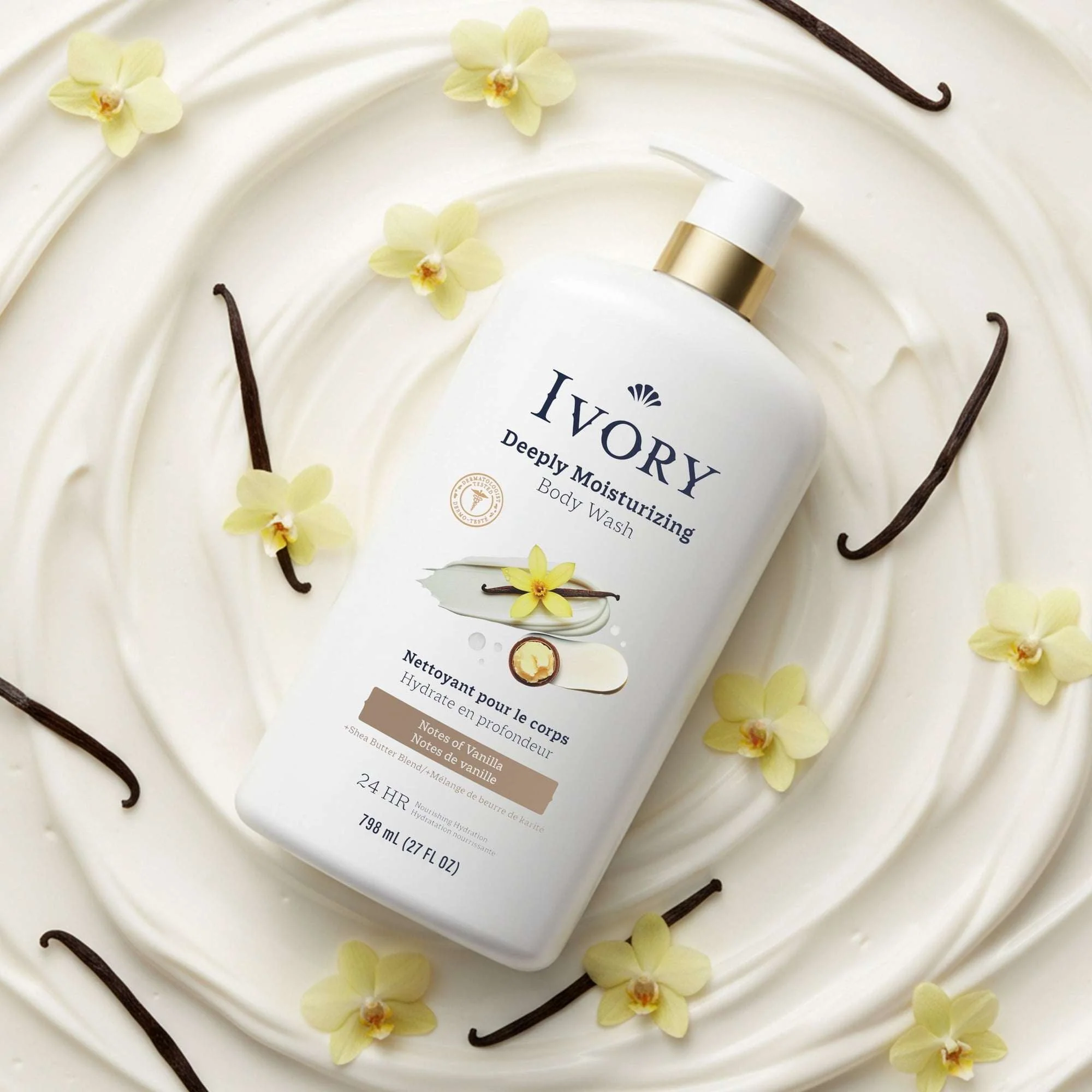 Ivory Deeply Moisturizing Body Wash, Notes of Vanilla Scent, 798 ml - Image 9