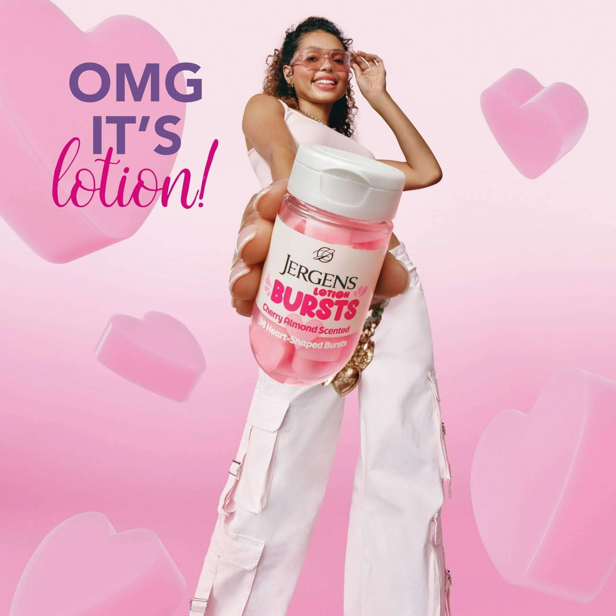 Jergens Cherry Almond Lotion Bursts, Squishy Heart-Shaped Moisturizer Bursts, 38 Ct - Image 5