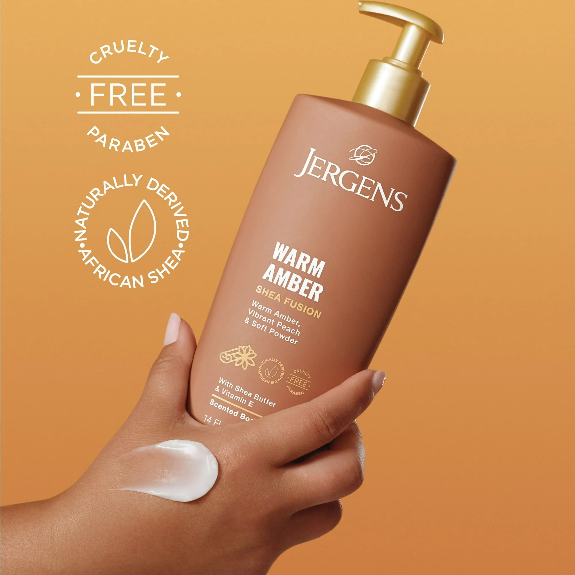 Jergens Shea Fusion Warm Amber Scented Body Lotion, Moisturizer for Dry Skin, 14 fl oz - Image 6