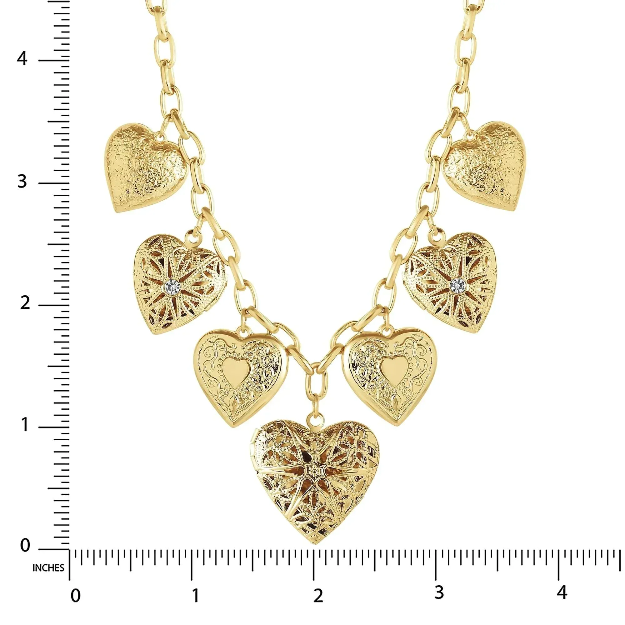 Jessica Simpson Women's Multi Heart Charm Necklace - Image 5