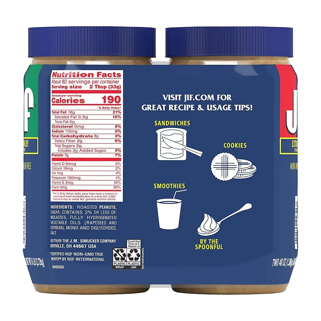 Jif Extra Crunchy Peanut Butter, 2 pk./48 oz - Image 2