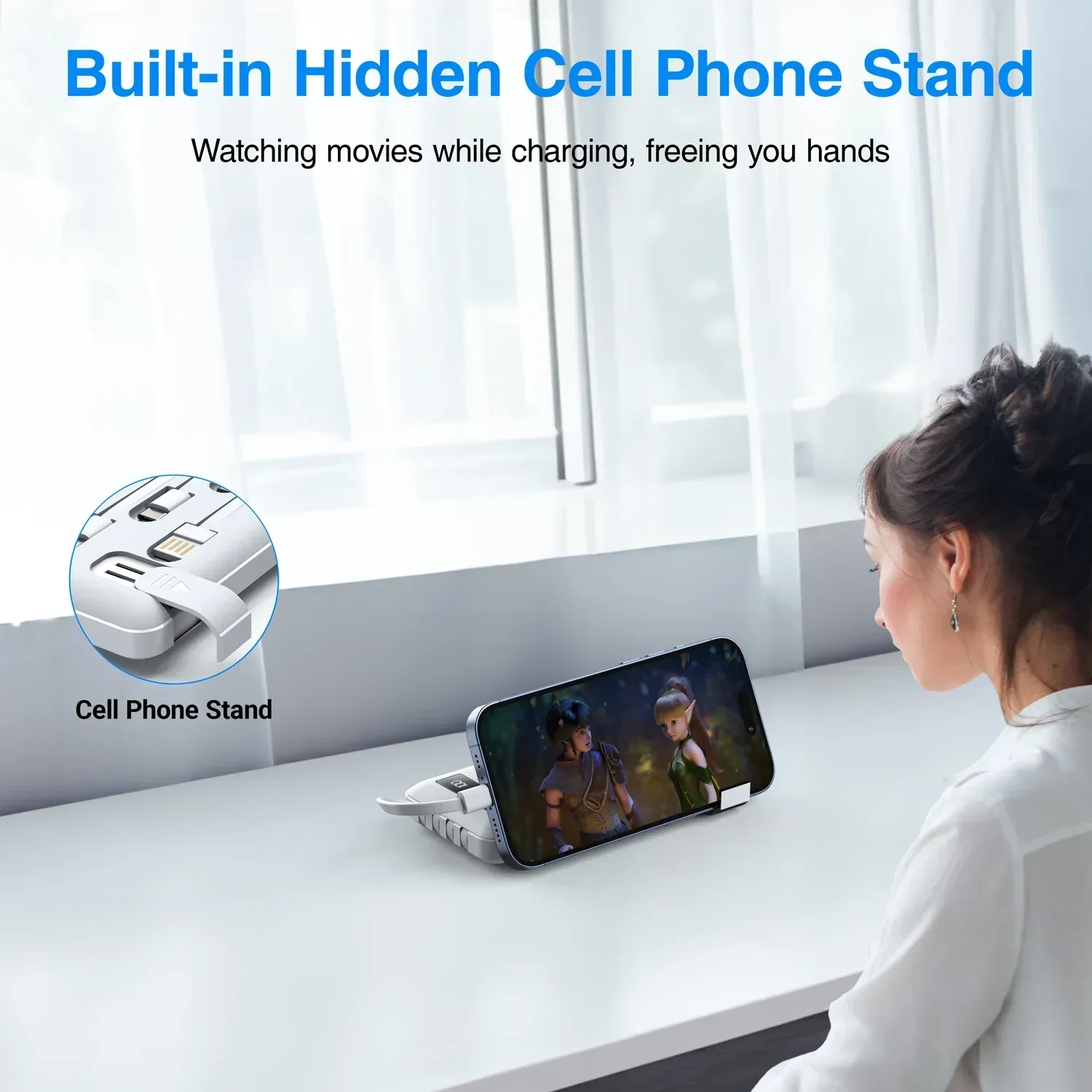 JIUMESS 20000mAh Power Bank Portable Charger with Cables, USB Battery Pack Compatible for iPhone & Android Cell Phone - Image 14