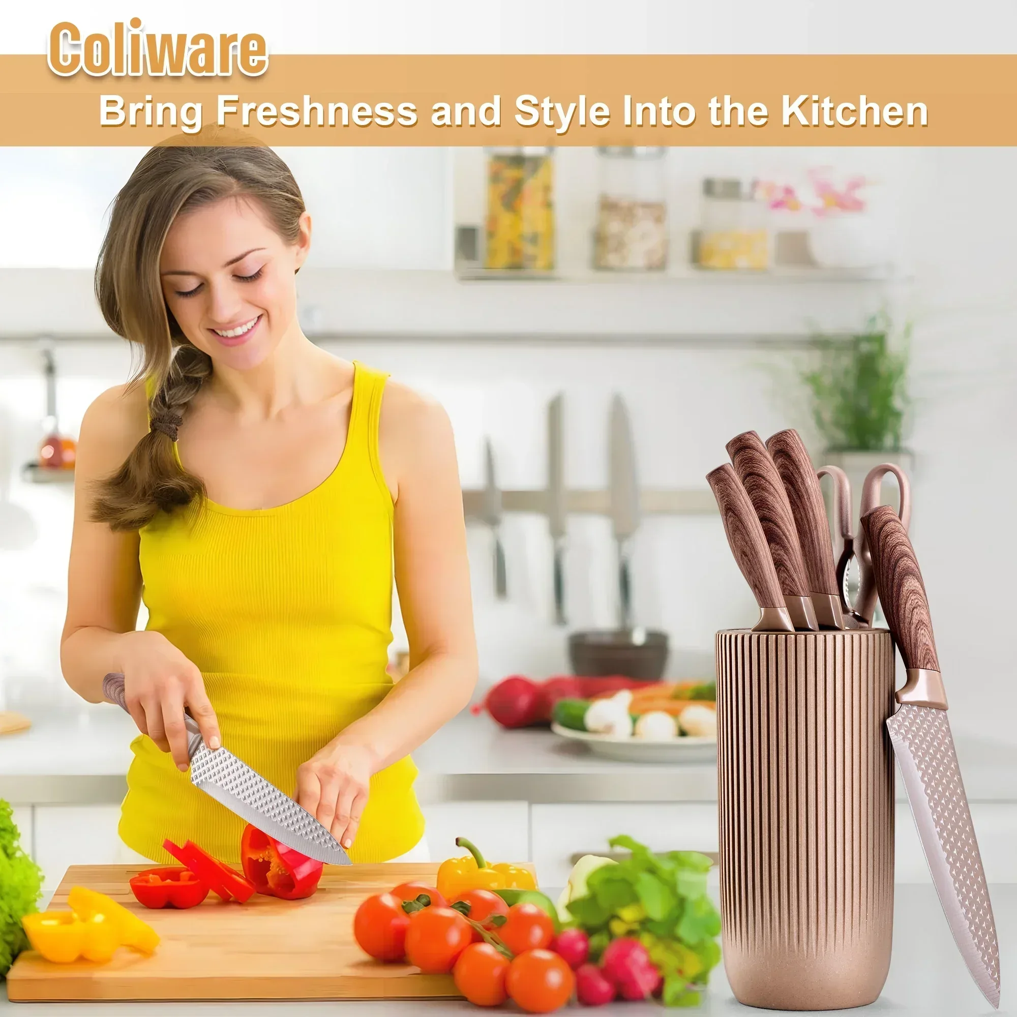 Joyfair Kitchen Knife Set, 7 Pcs Stainless Steel White Knives Block Set for Chef, Super Sharp Professional Knife Set with Universal Knife Block for Home Restaurant, Non-Stick & Anti-Rust - Image 33