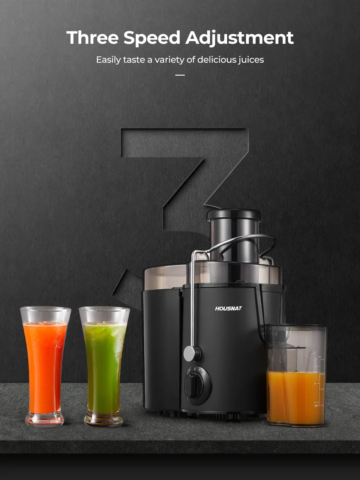 Juicer Machine with Wide Mouth 3" Feed Chute for Fruits and Vegetables, Black - Image 7
