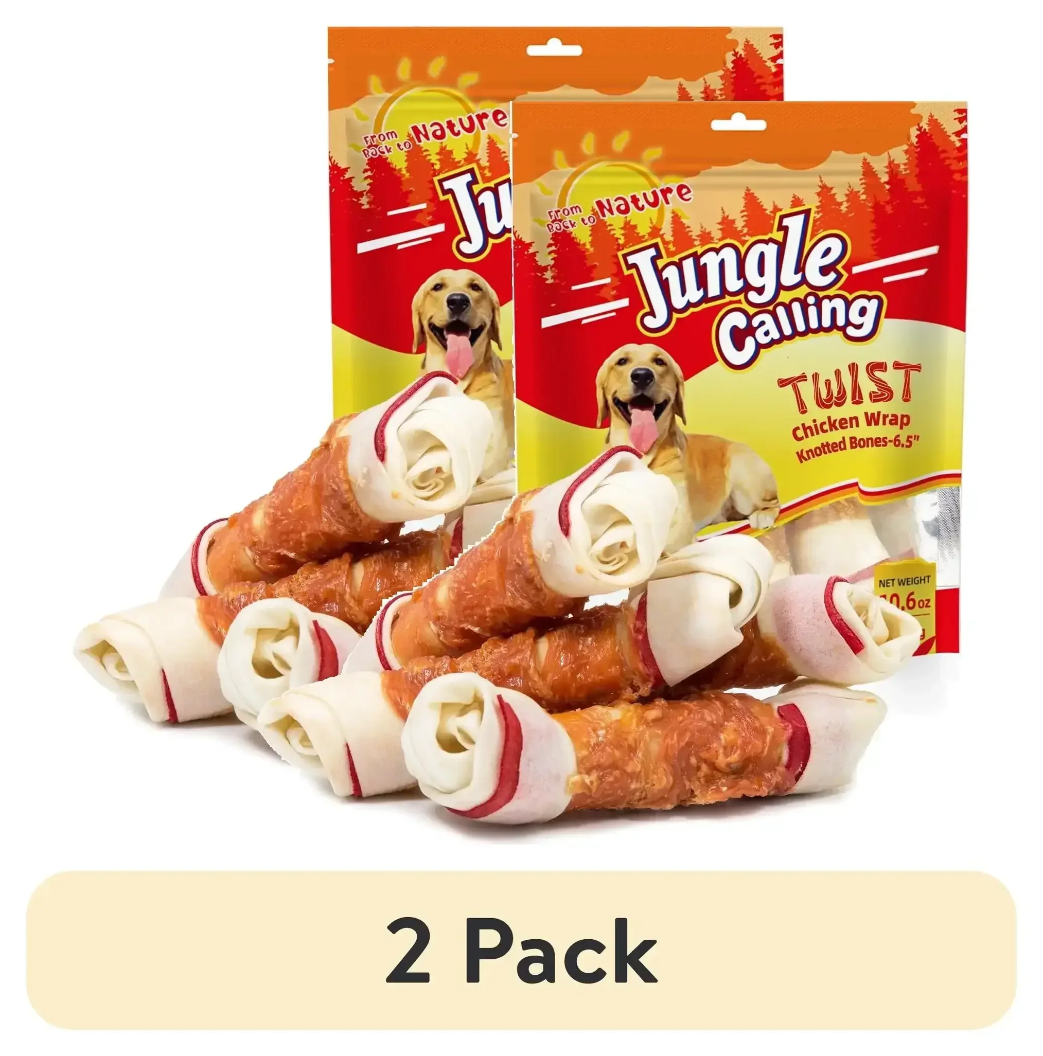 Jungle Calling Chicken Wrap Knotted Bones Dog Chews, Long Lasting for Large Dogs Training Treats - Image 11