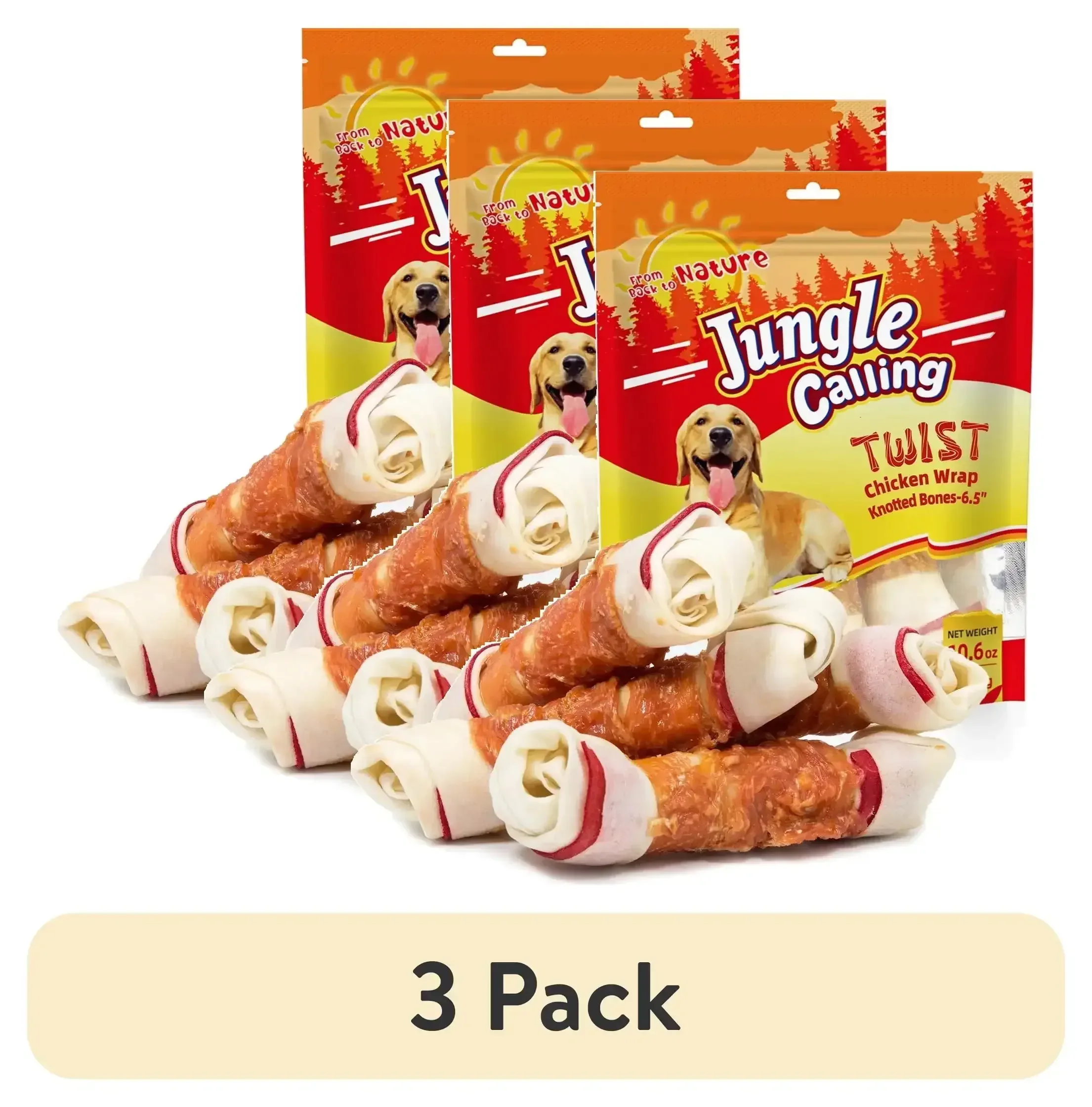 Jungle Calling Chicken Wrap Knotted Bones Dog Chews, Long Lasting for Large Dogs Training Treats - Image 12