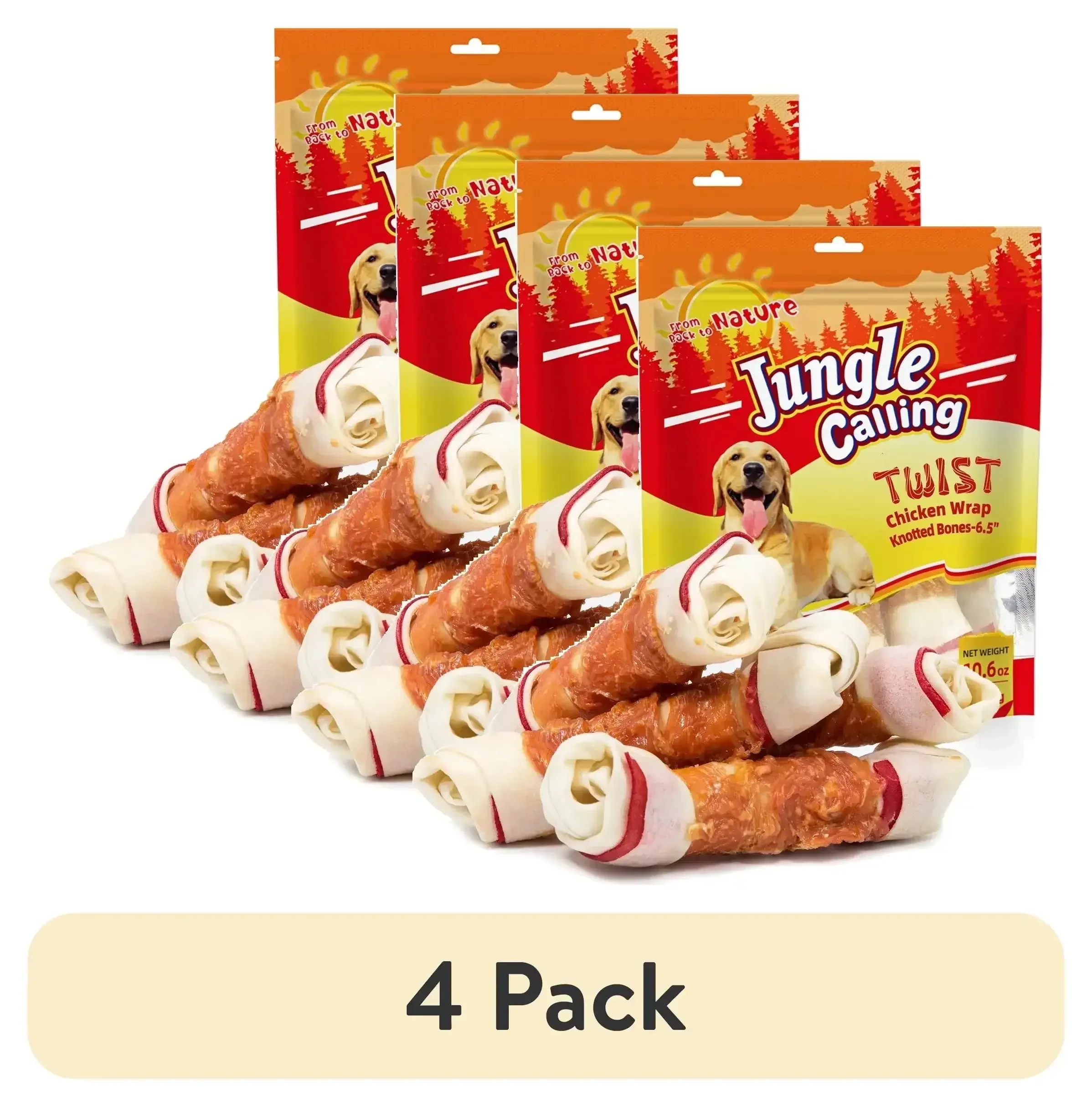 Jungle Calling Chicken Wrap Knotted Bones Dog Chews, Long Lasting for Large Dogs Training Treats - Image 13