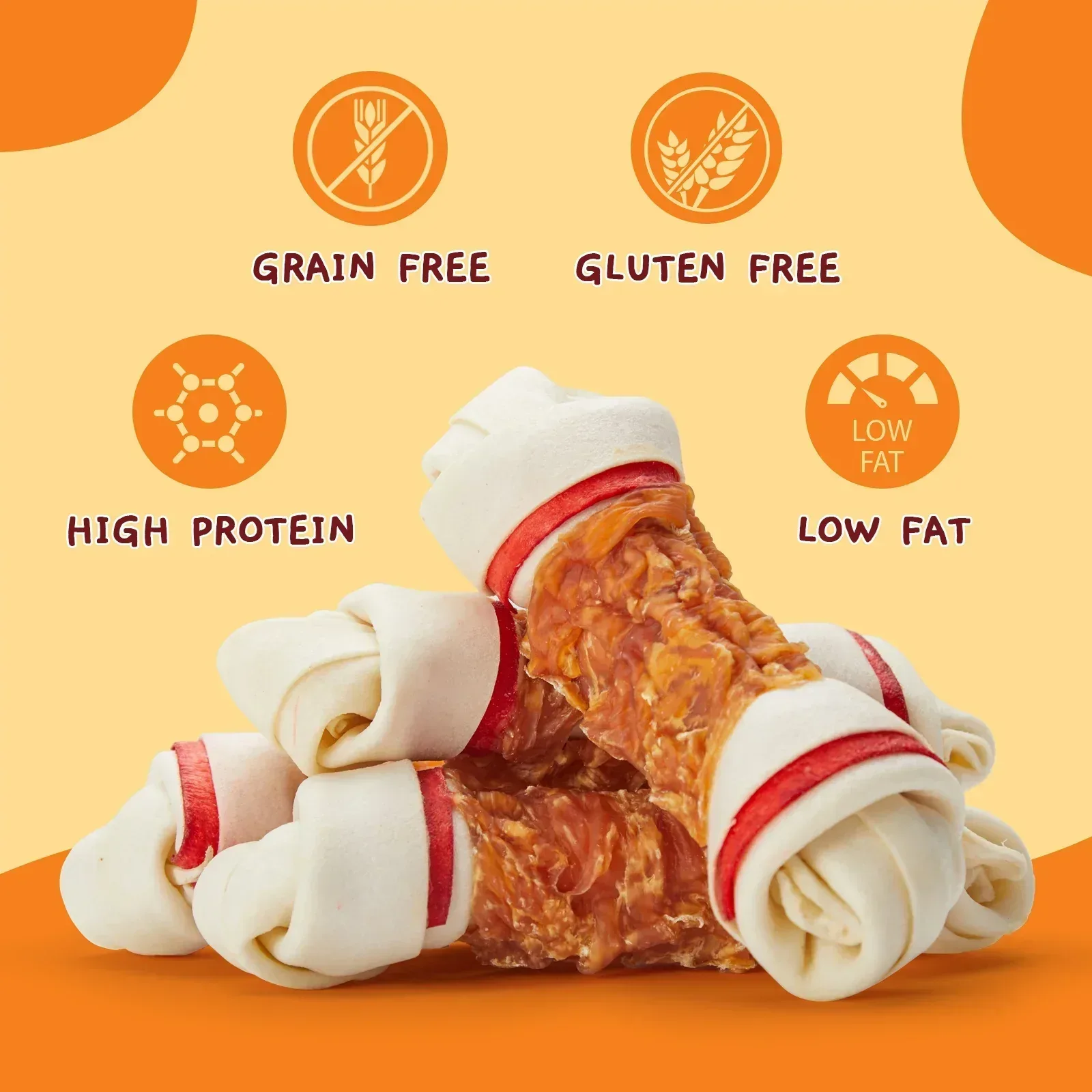 Jungle Calling Chicken Wrap Knotted Bones Dog Chews, Long Lasting for Large Dogs Training Treats - Image 7