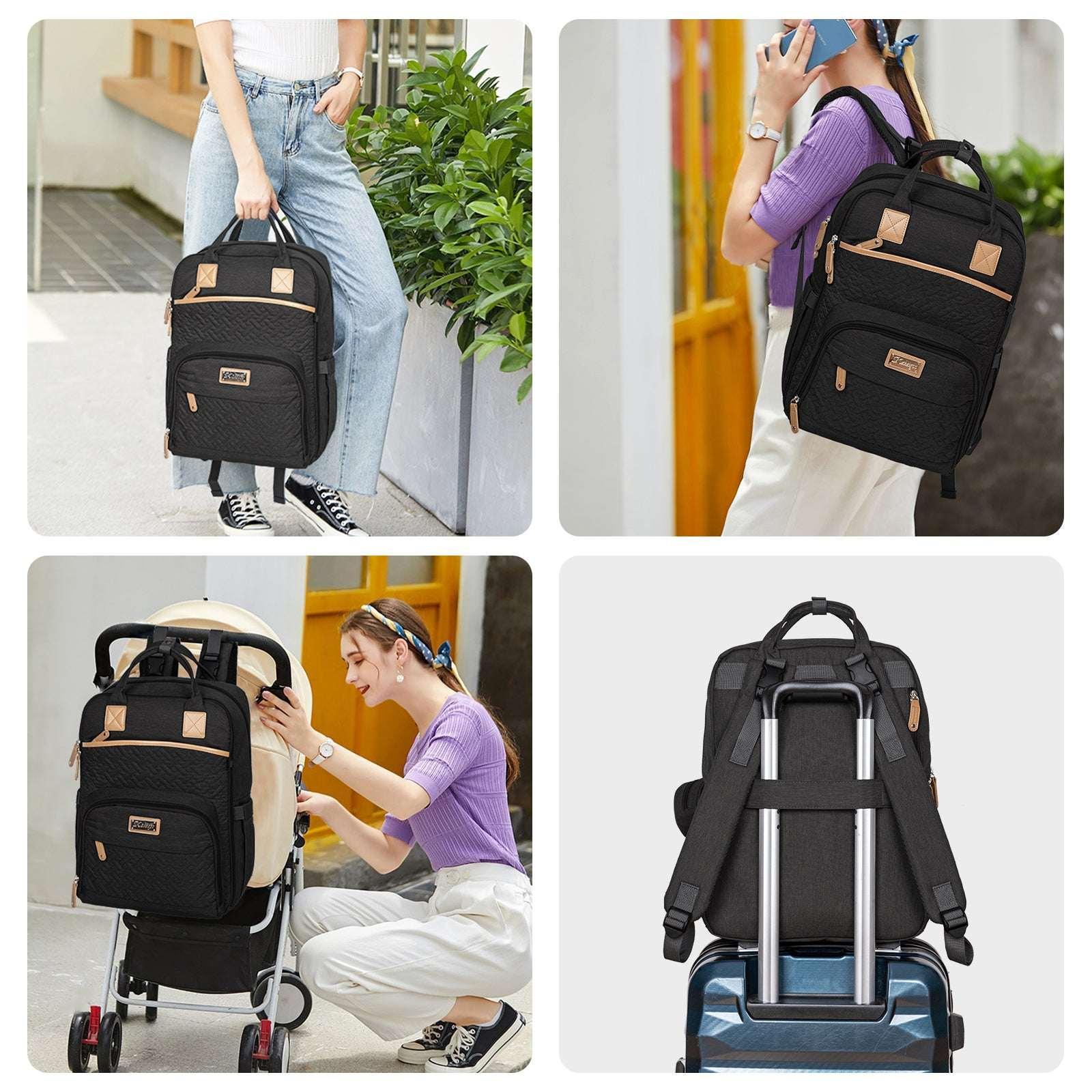 Kabaqoo Large Baby Diaper Backpack, Multifunction Waterproof Mom Bag with Changing Pad, black - Image 5