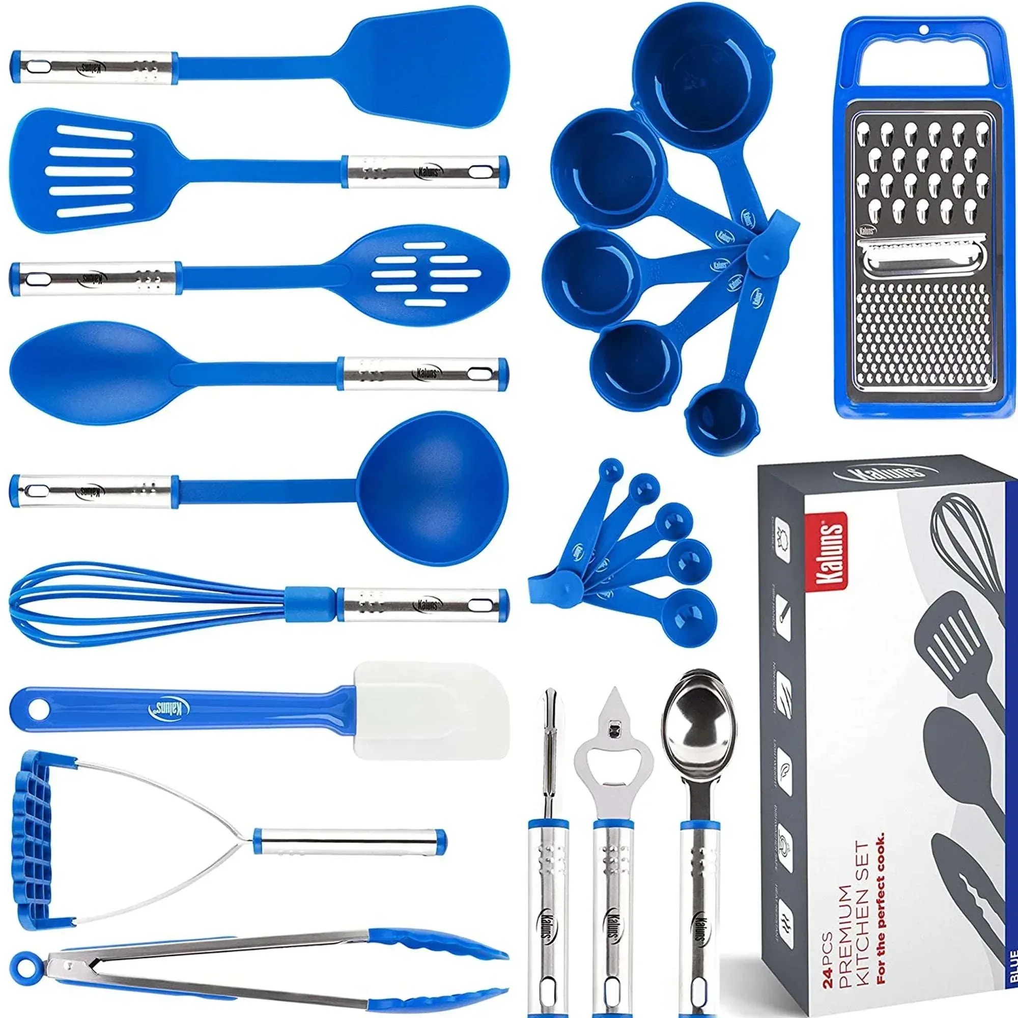 Kaluns 35 Pcs Cooking Utensils Set, Nonstick Heat Resistant Nylon & Stainless Steel Cooking Sets – Complete Kitchen Essentials & Kitchenware, Black - Image 7