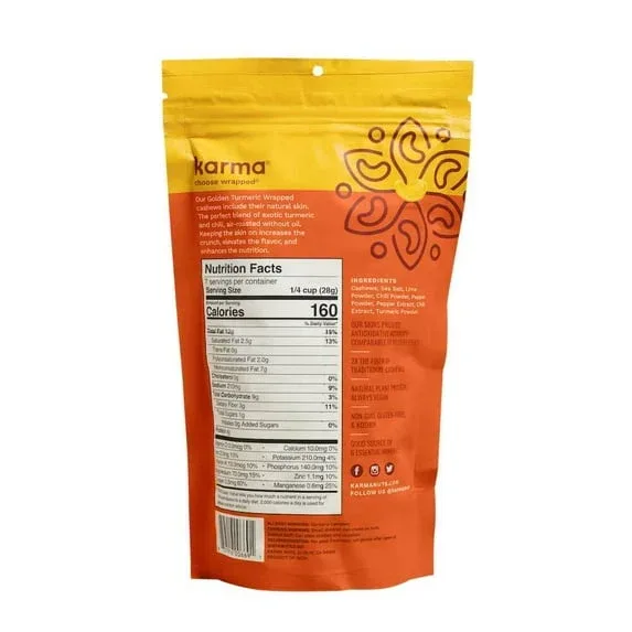 Karma Nuts Turmeric Wrapped Cashews, 7oz - Image 2