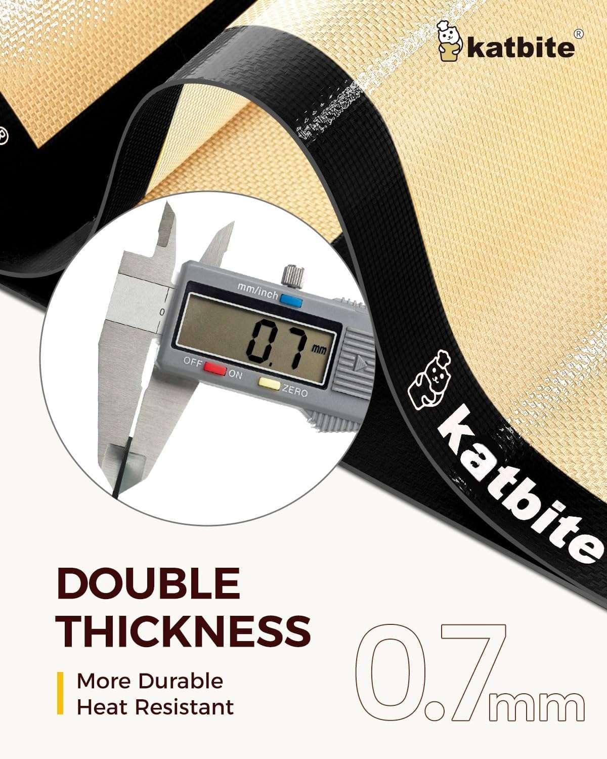 Katbite Silicone Baking Mat 3PCS 11.6 in x 16.5 in Reusable & Nonstick Bakeware Mats,Black - Image 4