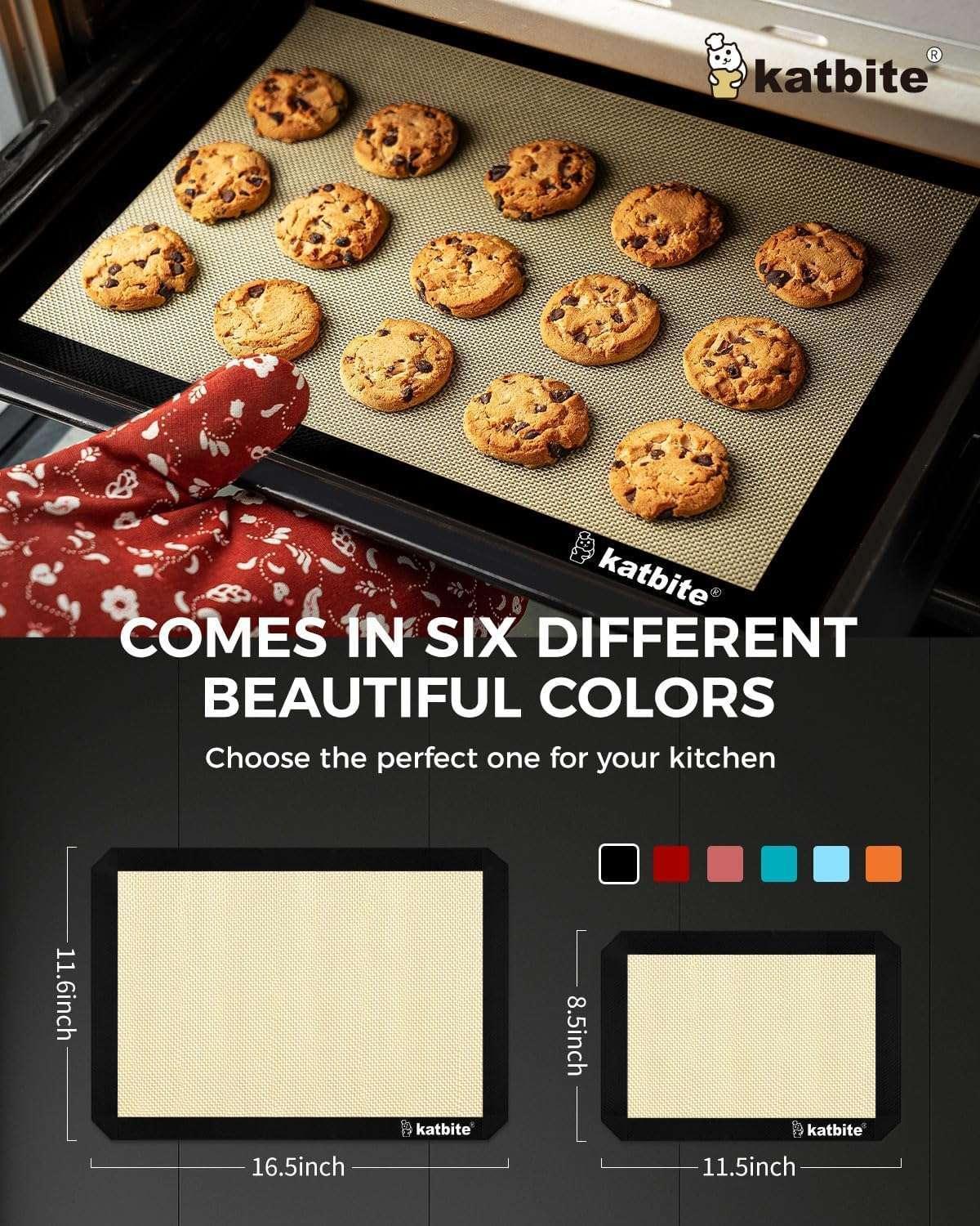 Katbite Silicone Baking Mat 3PCS 11.6 in x 16.5 in Reusable & Nonstick Bakeware Mats,Black - Image 7