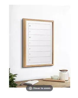 Kate and Laurel Blake Weekly Calendar Framed Printed Glass Dry Erase Board by The Creative Bunch Studio
