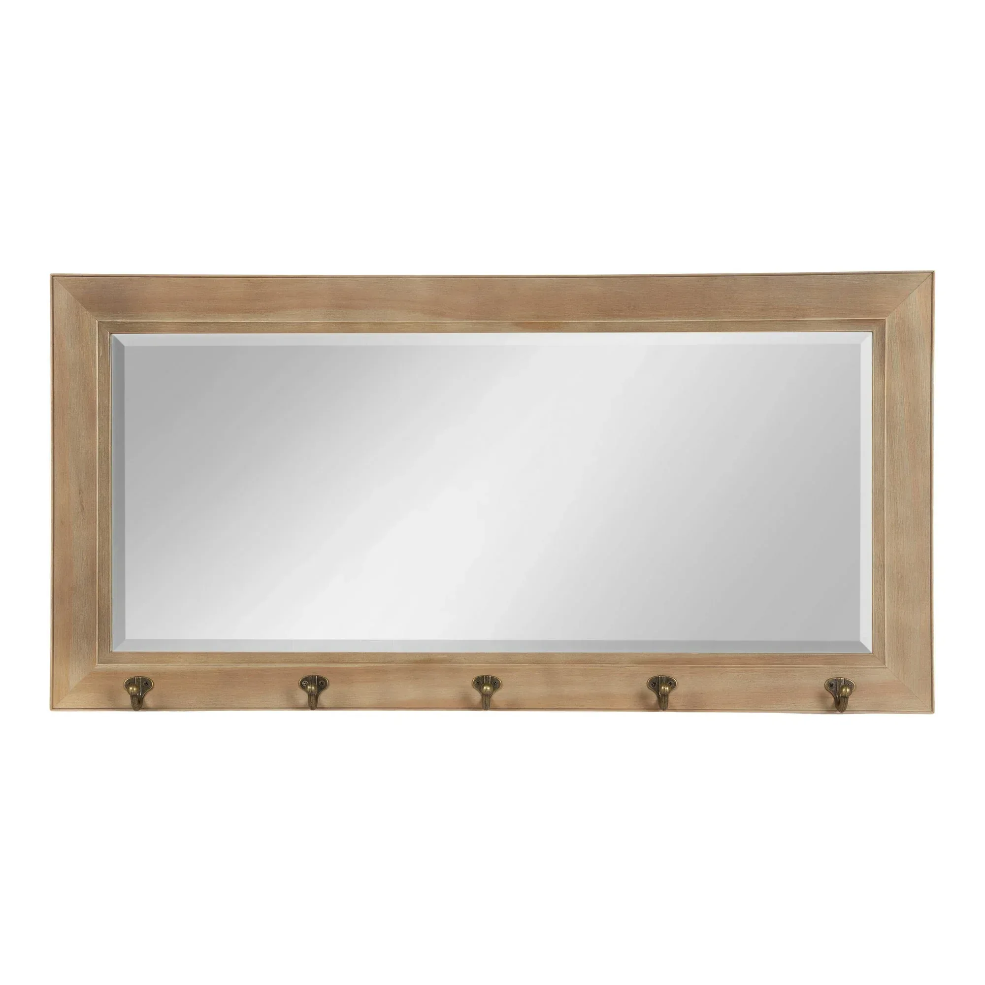 Kate and Laurel Pub Mirror with 5 Metal Hooks, Rustic Gray - Image 5
