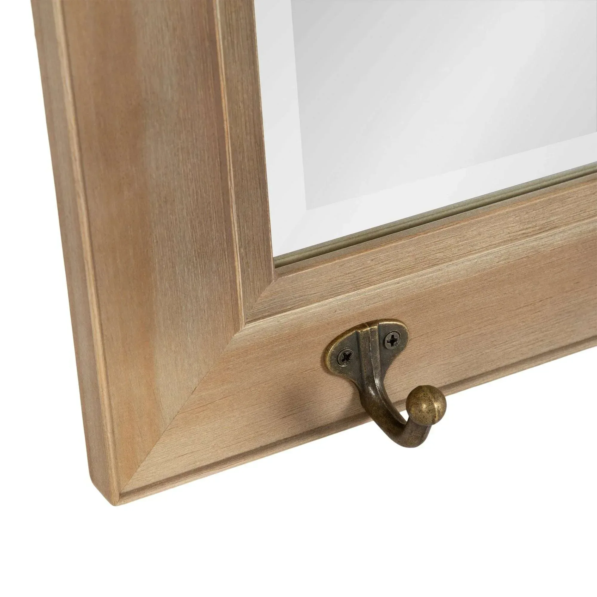 Kate and Laurel Pub Mirror with 5 Metal Hooks, Rustic Gray - Image 6