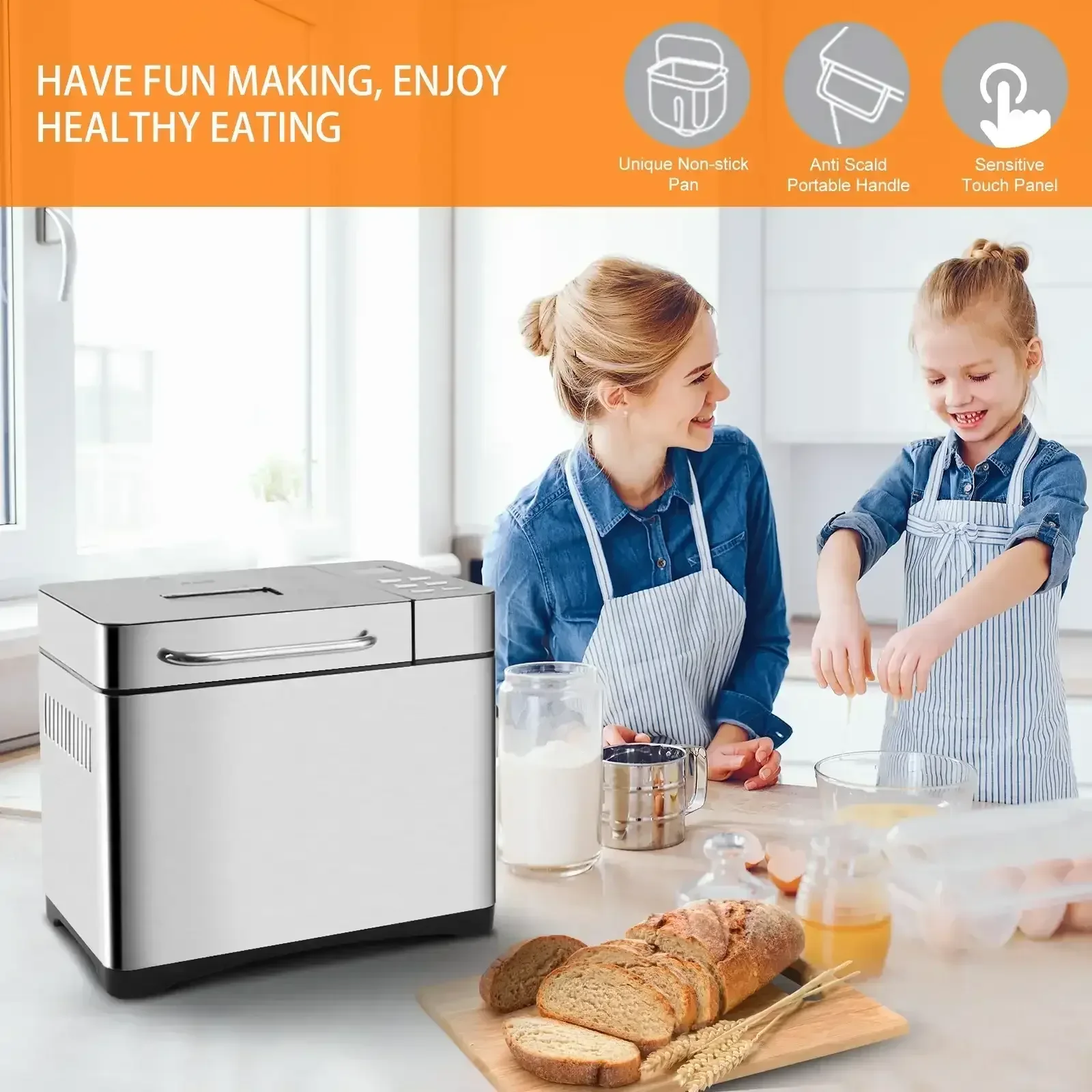 KBS 19-in-1 2LB Bread Maker Machine Fully Automatic LCD Display,Stainless Steel Model# 013 - Image 5