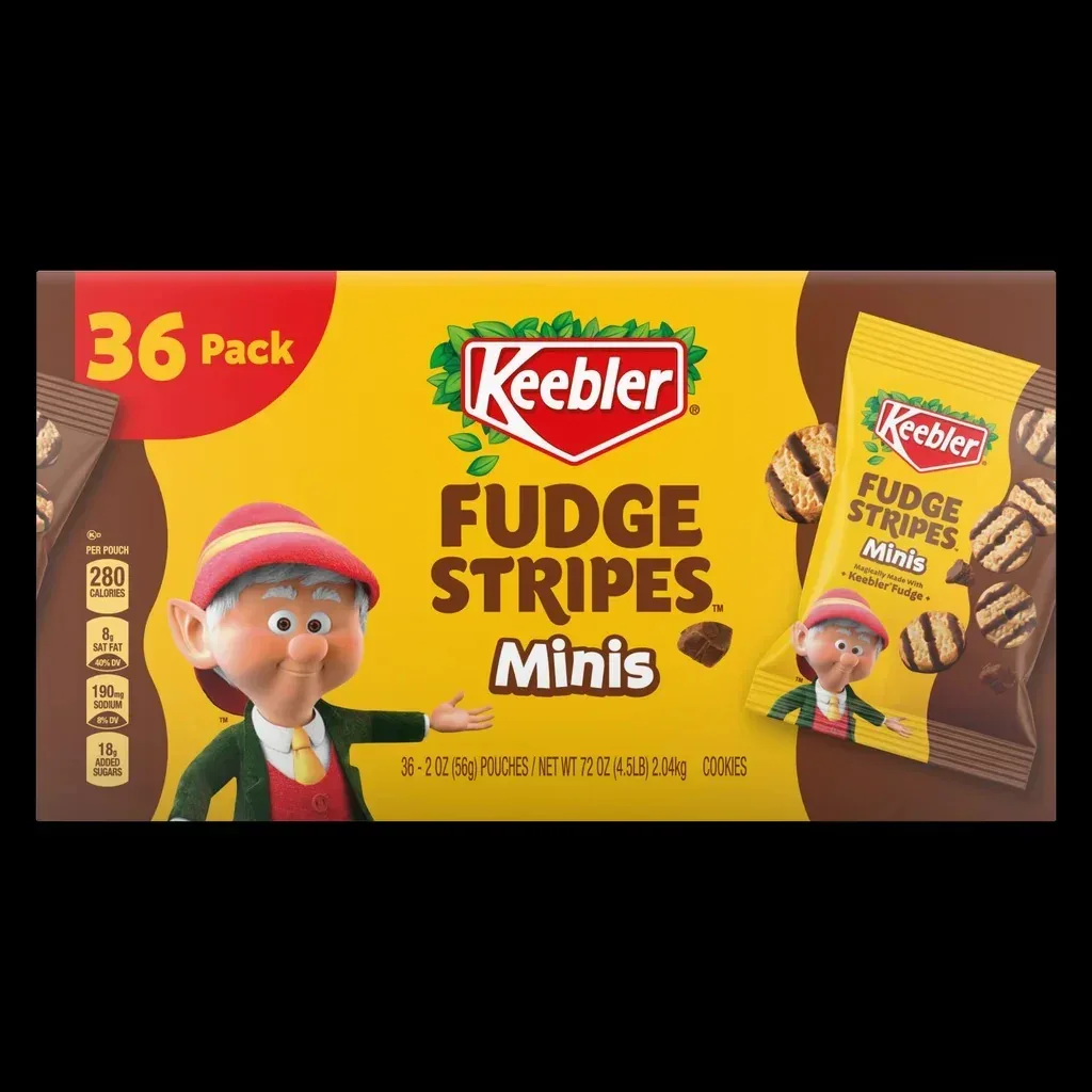 Keebler Fudge Stripes Minis Shortbread Cookies, 2 oz, 36-count