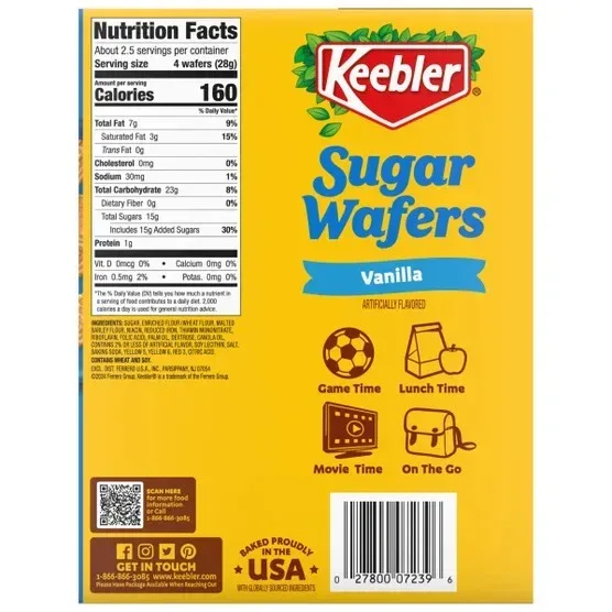 Keebler Sugar Wafers, Vanilla, 2.75 oz, 24-count - Image 3