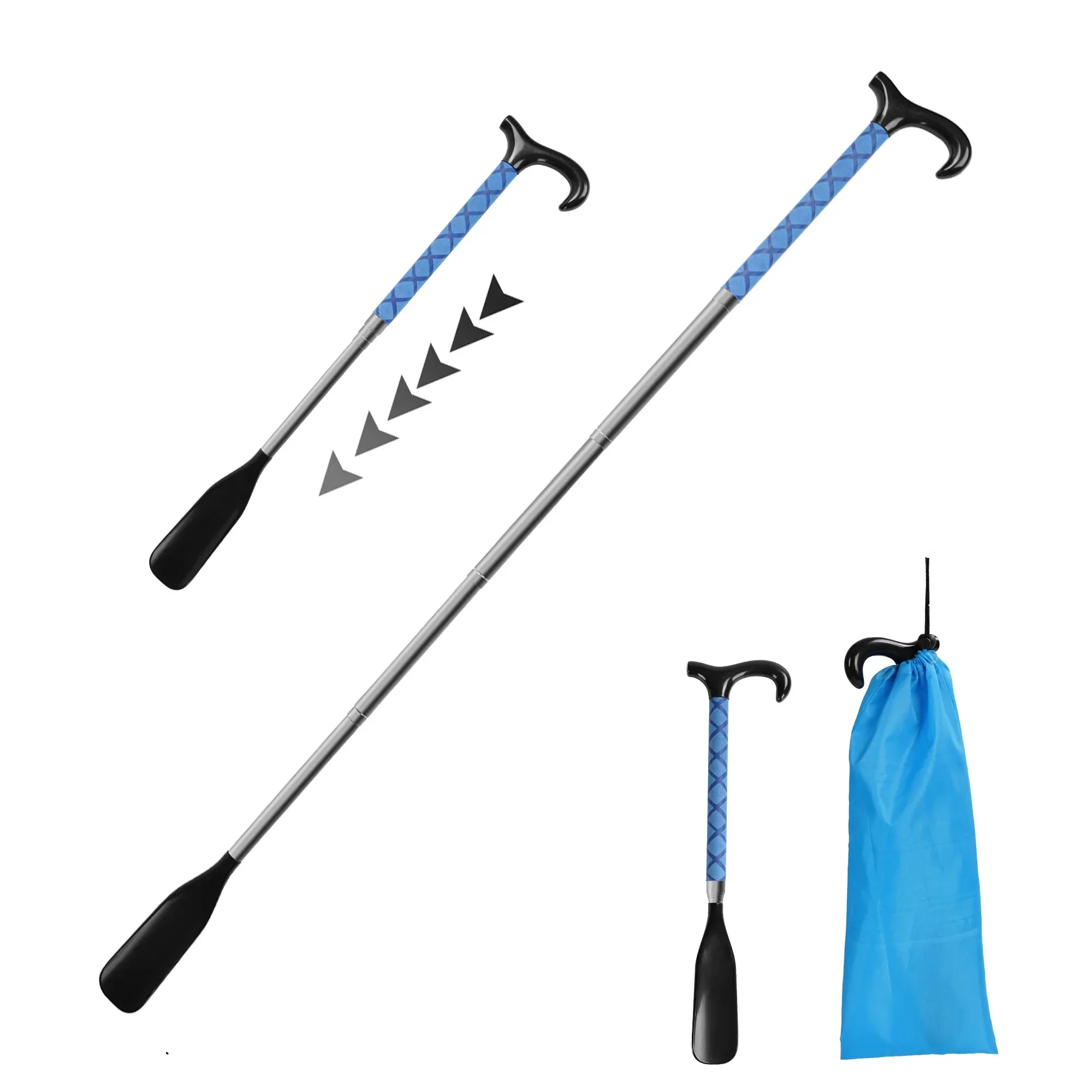 KEKOY Shoe Horn with Long Handle, 14" to 34" Adjustable and Retractable Expander Shoe Stick, Portable Stainless Steel Long Shoehorn for Seniors with Travel Bag - Image 3