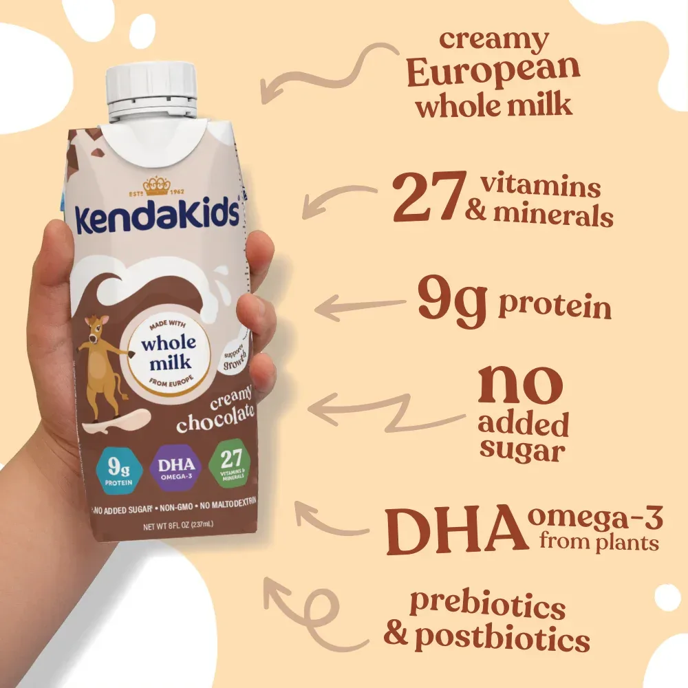 KendaKids Complete Nutrition Shake with Protein & DHA, Creamy Chocolate, 8 fl oz, (6 Pack) - Image 3