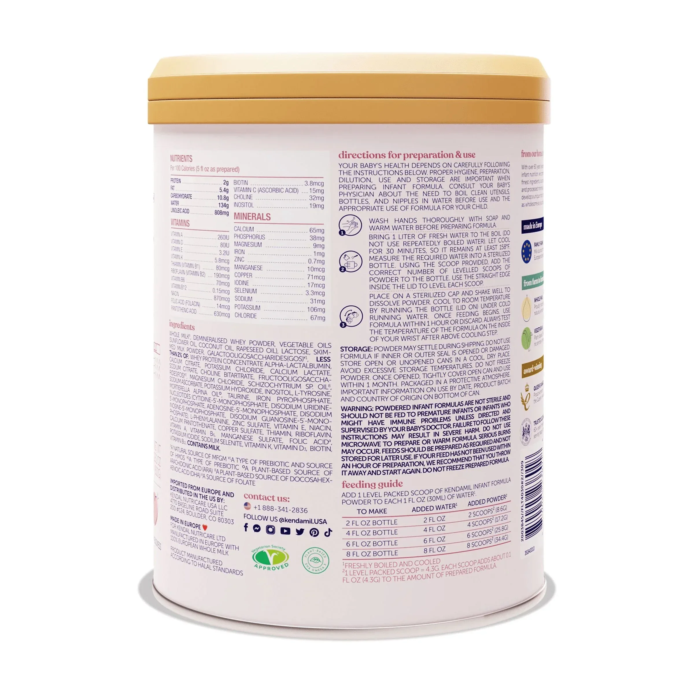 Kendamil European Whole Milk Classic Infant Formula Powder with HMOs, Prebiotics & DHA, 28.2 oz - Image 5