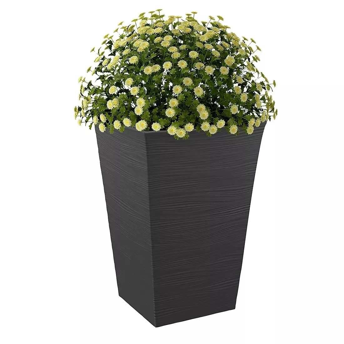 Keter Wave Planter Durable Resin Modern Large Flower Pot Tapered Planters for Outdoor and Indoor, Graphite