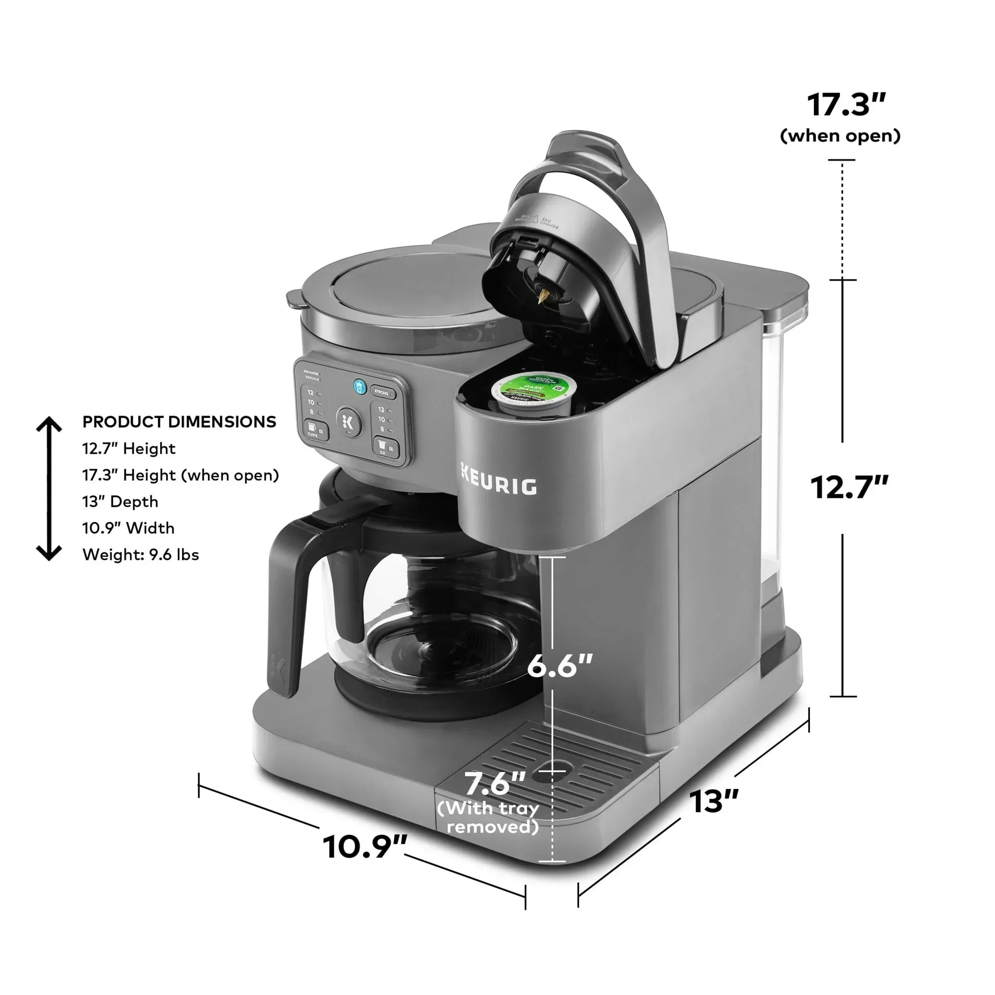 Keurig K-Duo Essentials, Hot & Iced Single-Serve K-Cup Pod Coffee Maker & Carafe, Moonlight Grey - Image 4