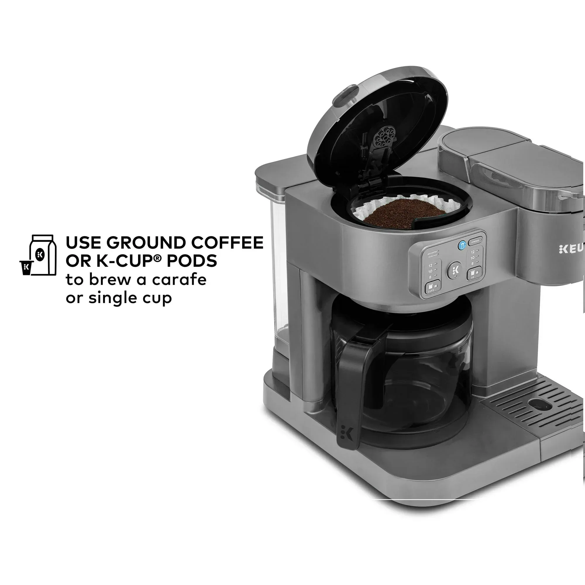 Keurig K-Duo Essentials, Hot & Iced Single-Serve K-Cup Pod Coffee Maker & Carafe, Moonlight Grey - Image 5