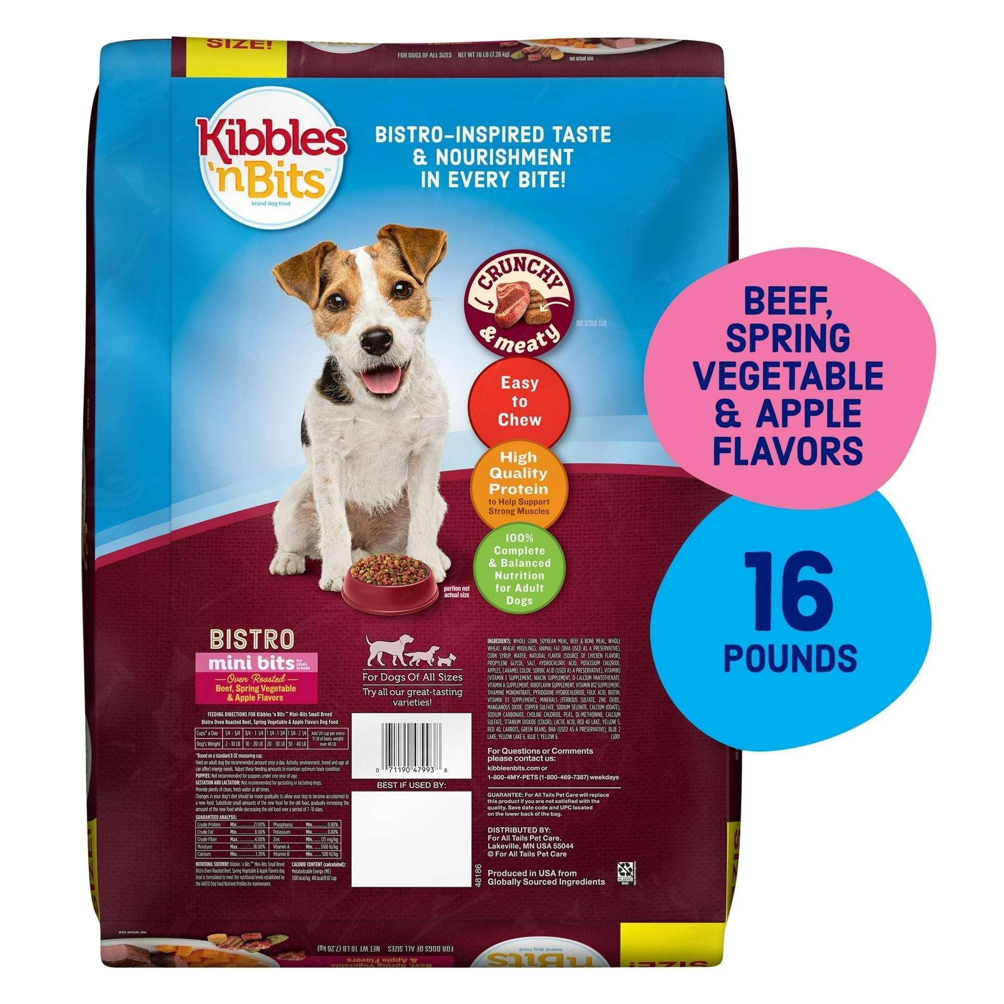 Kibbles ‘n Bits Bistro Mini Bits Small Breed Dry Dog Food Beef & Apple Flavors, 16 lb. Bag - Image 2
