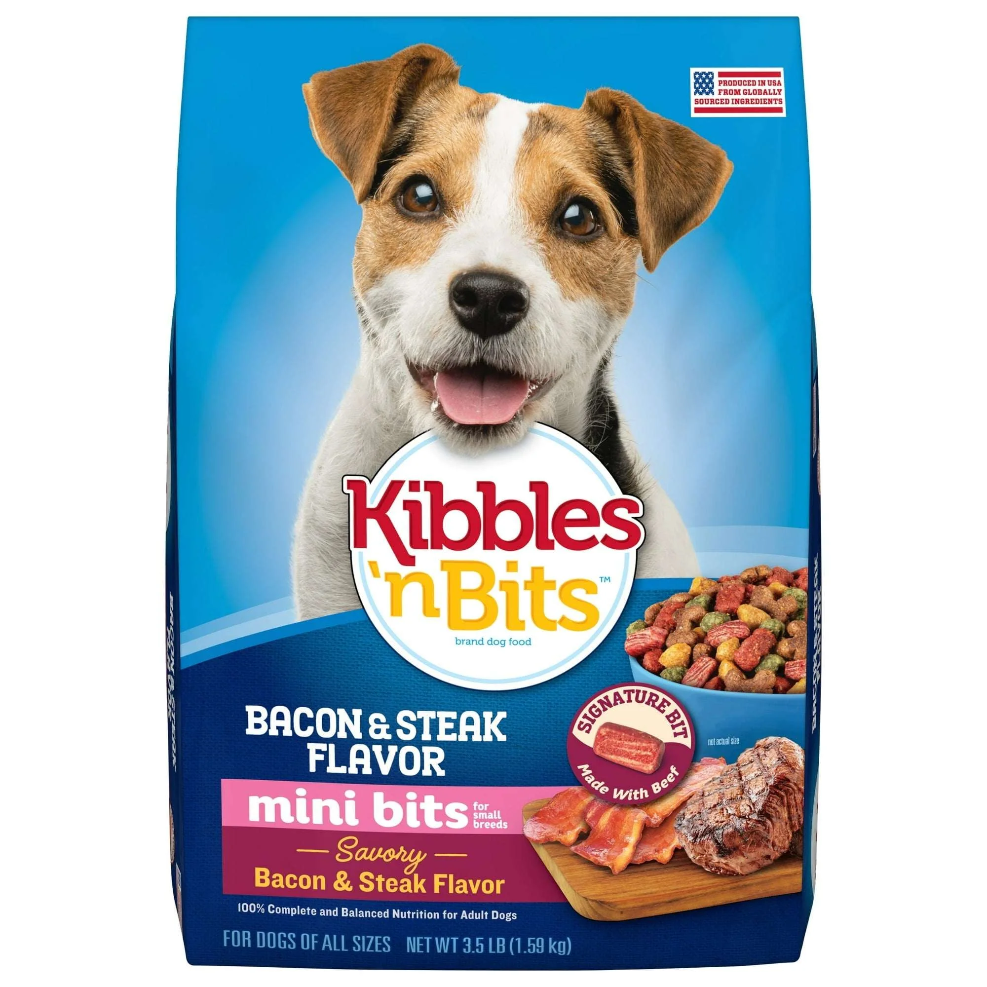Kibbles 'n Bits Mini Bits Small Breed Dry Dog Food Savory Bacon & Steak Flavor, 3.5 lb. - Image 10