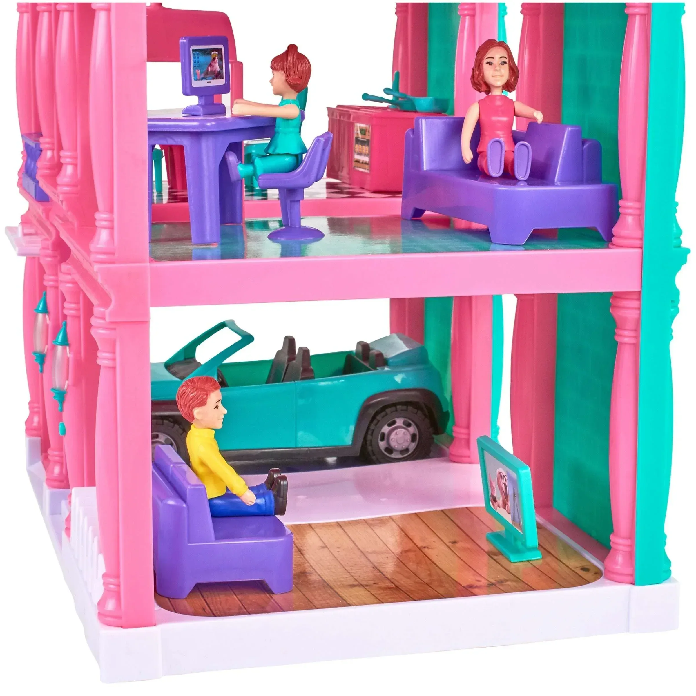 Kid Connection 3-Story Dollhouse Play Set, Pink, 24 Pieces, Toddler Toy Ages 3+ - Image 2