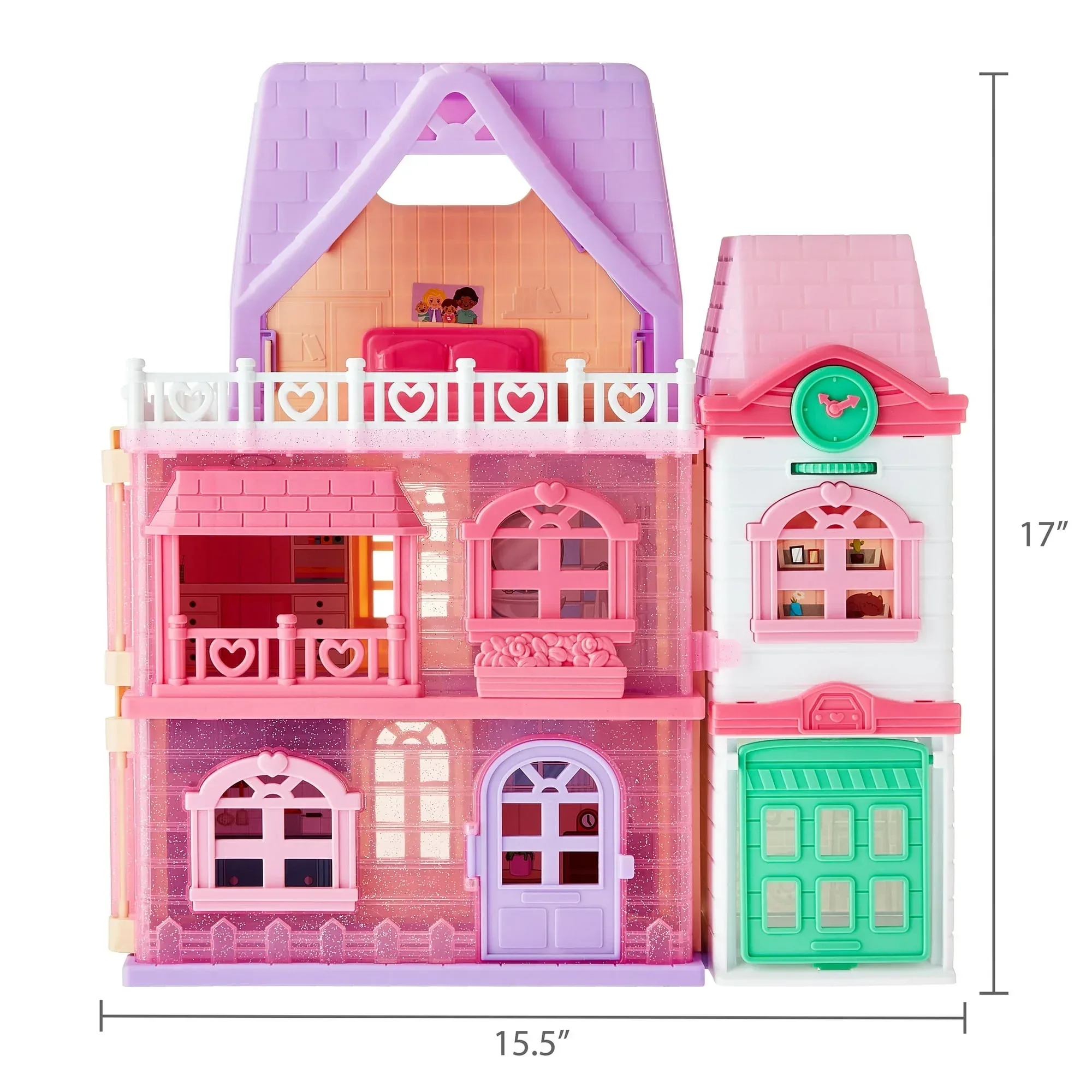 Kid Connection Doll House Playset with Light Projector & Sound, 28 Pieces, Toddler Toys - Image 7