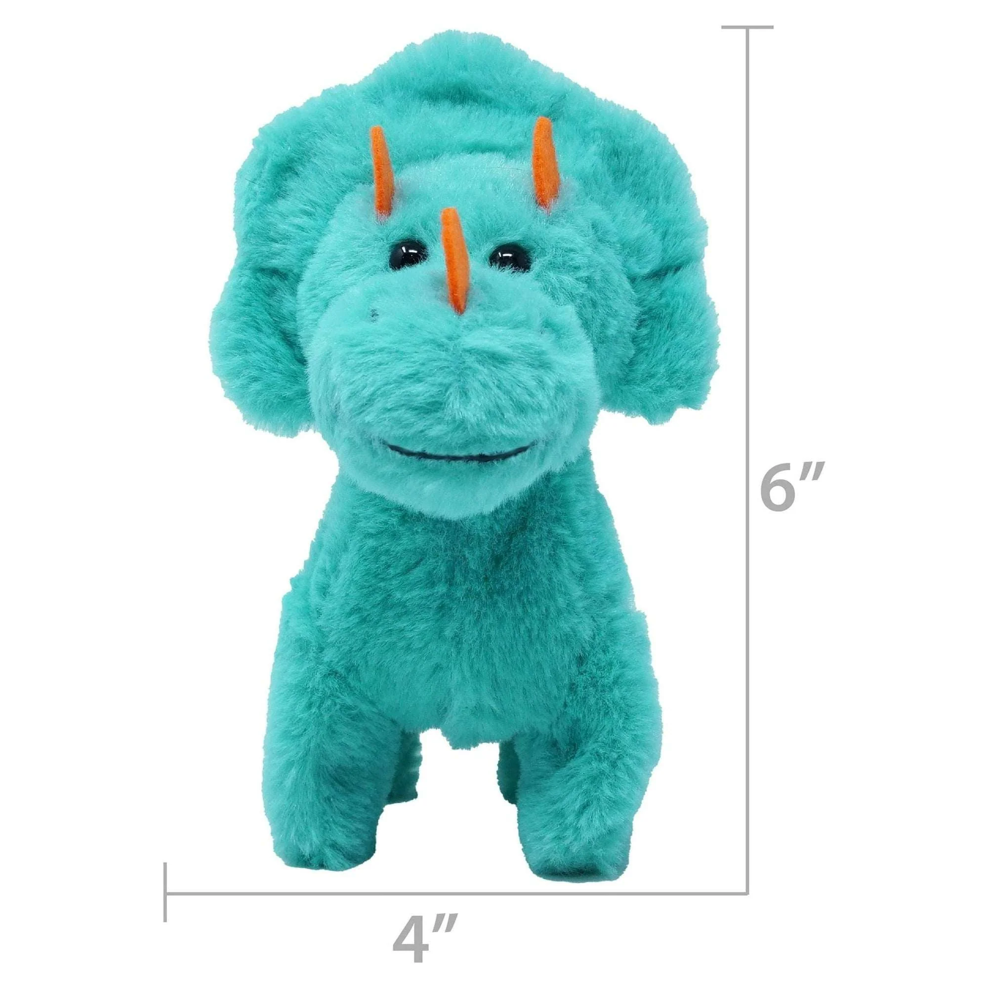 Kid Connection Miniature Electronic Walking Pet Teal Triceratops, 6in Height, Toddler Plush Toys - Image 4
