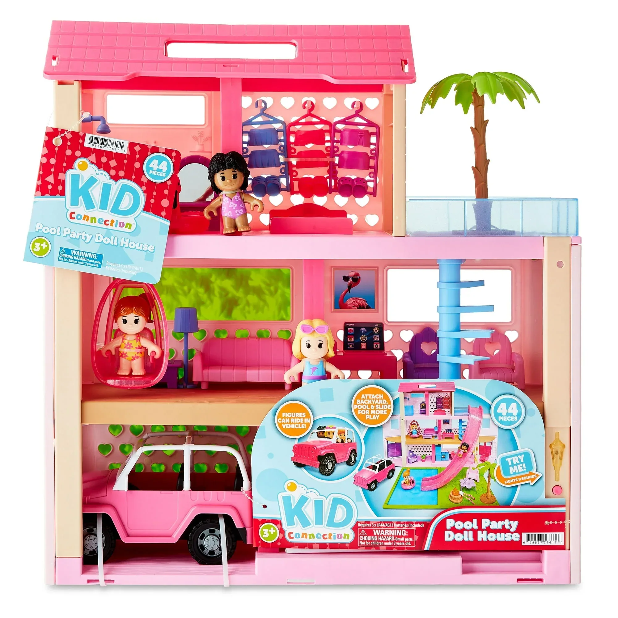 Kid Connection Pool Party Dollhouse Playset for Ages 3+, 44 Pieces - Image 2