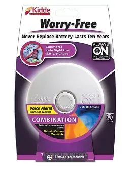 KIDDE Worry Free Battery-Powered Smoke and Carbon Monoxide Alarm with Voice Alarm