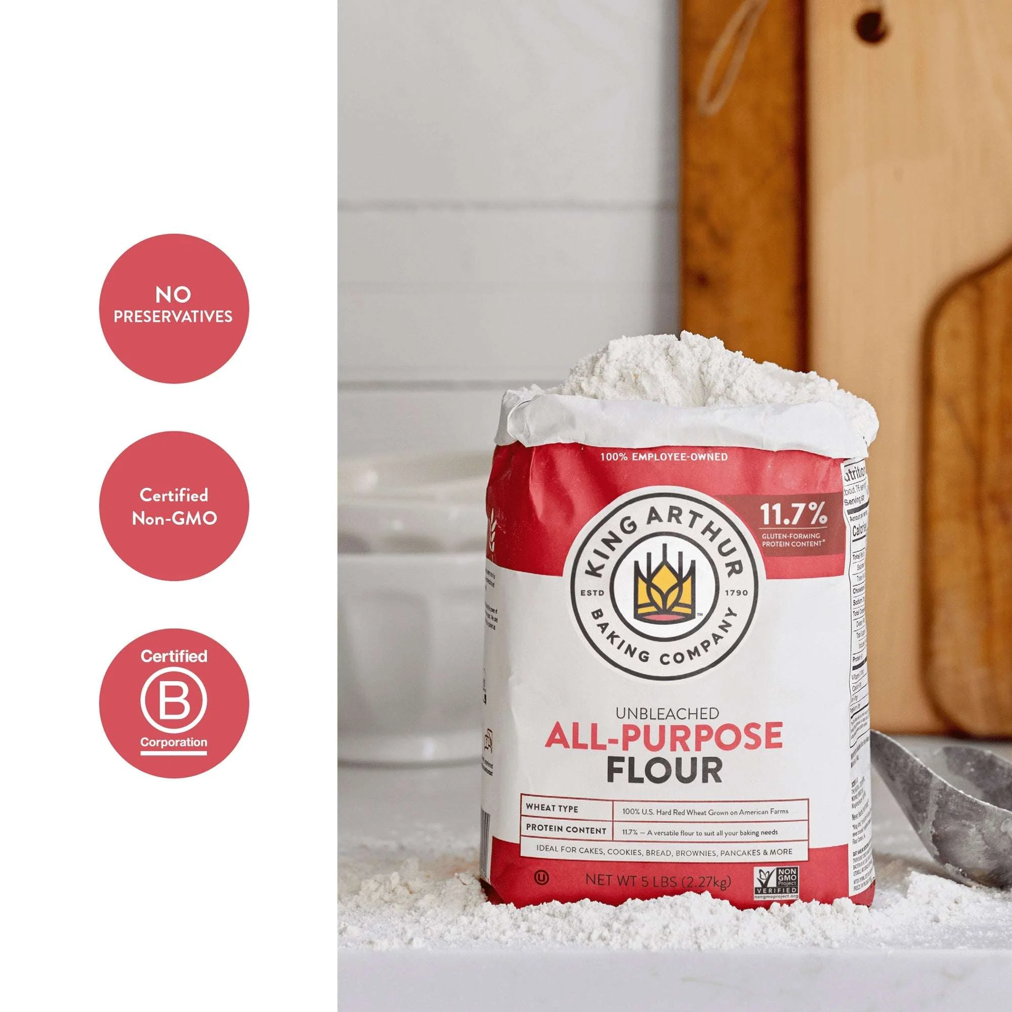 King Arthur Baking Company Non-GMO Project Verified, Certified Kosher Unbleached All Purpose Flour, 5 lb Bag - Image 12