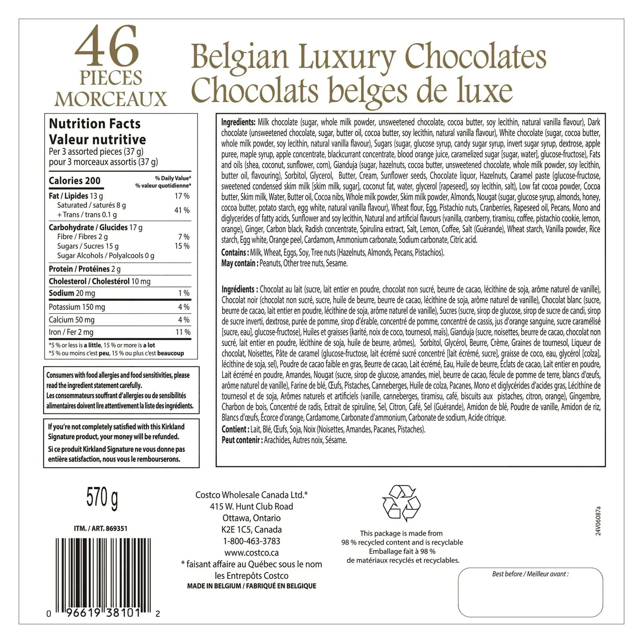 Kirkland Signature Belgian Luxury Chocolates, 46-count, Assorted Colors - Image 4