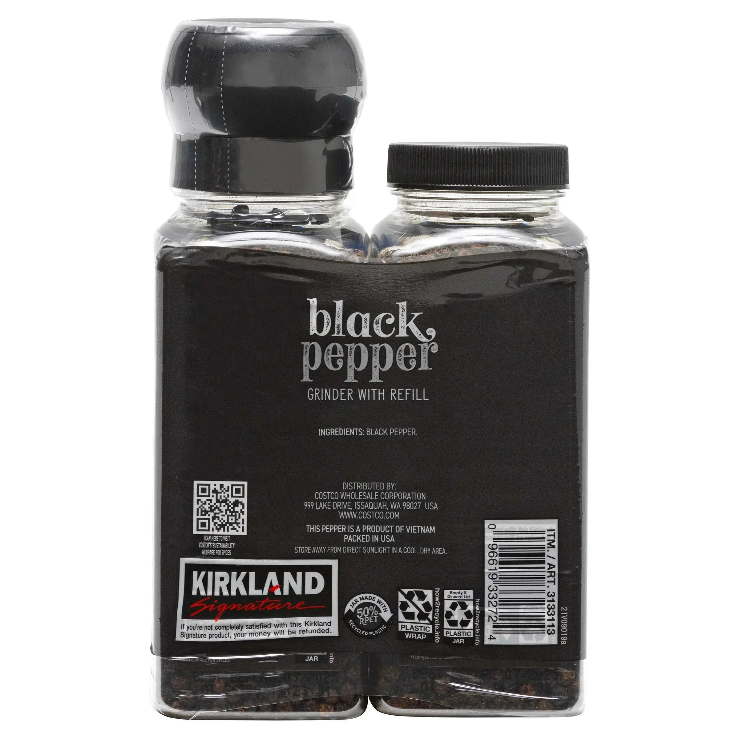 Kirkland Signature, Black Pepper with Grinder, 6.3 oz, 2-Count - Image 2