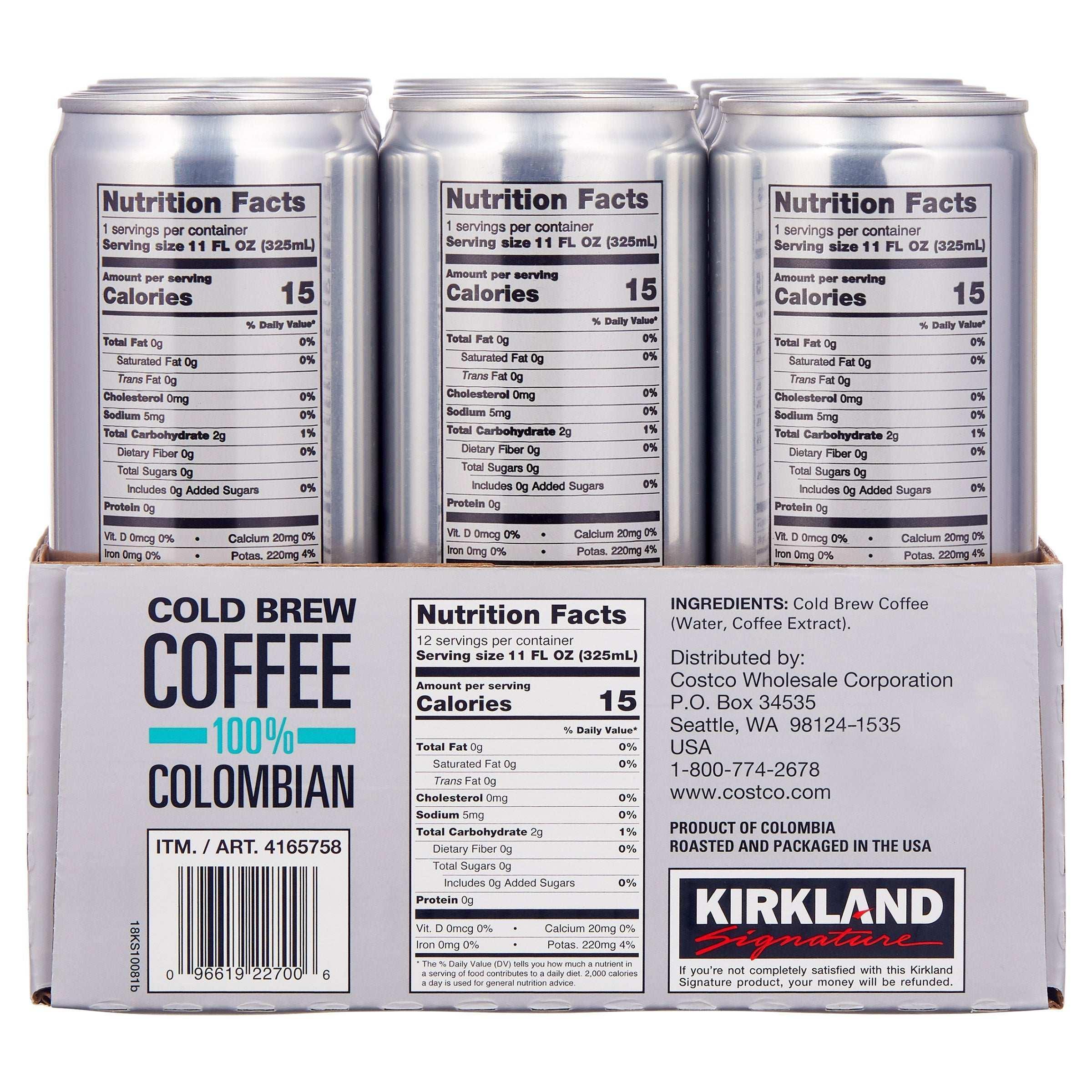 Kirkland Signature Colombian Cold Brew Coffee, 11 fl oz, 12-count - Image 2