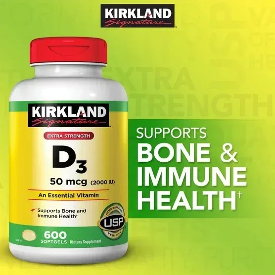 Kirkland Signature Extra Strength D3 50 mcg., 600 Softgels - Image 2